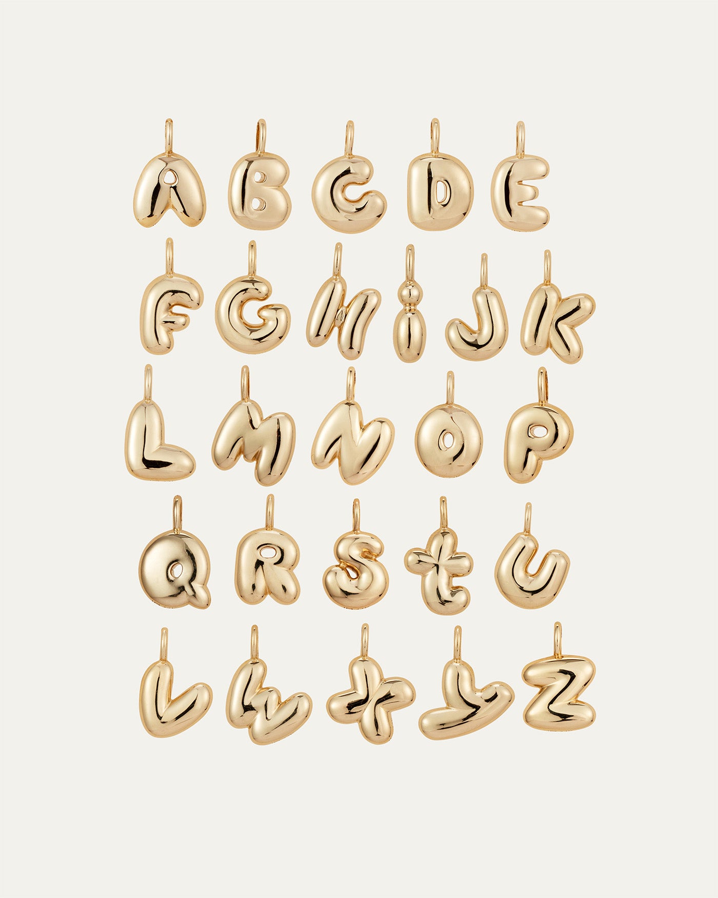 14K Gold Bubble Letter Necklace - B