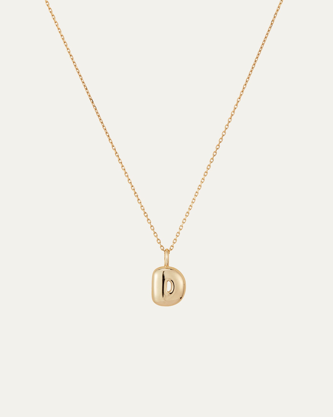 14K Gold Bubble Letter Necklace - D