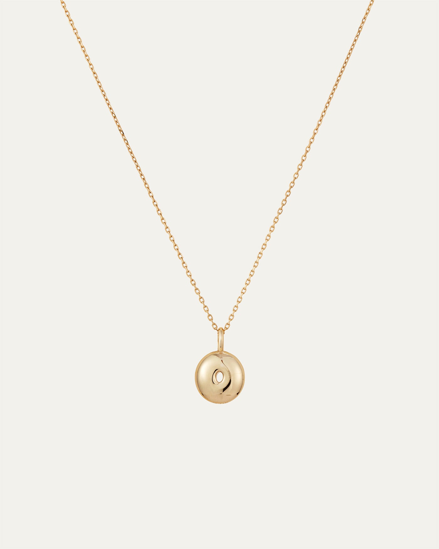 14K Gold Bubble Letter Necklace - O
