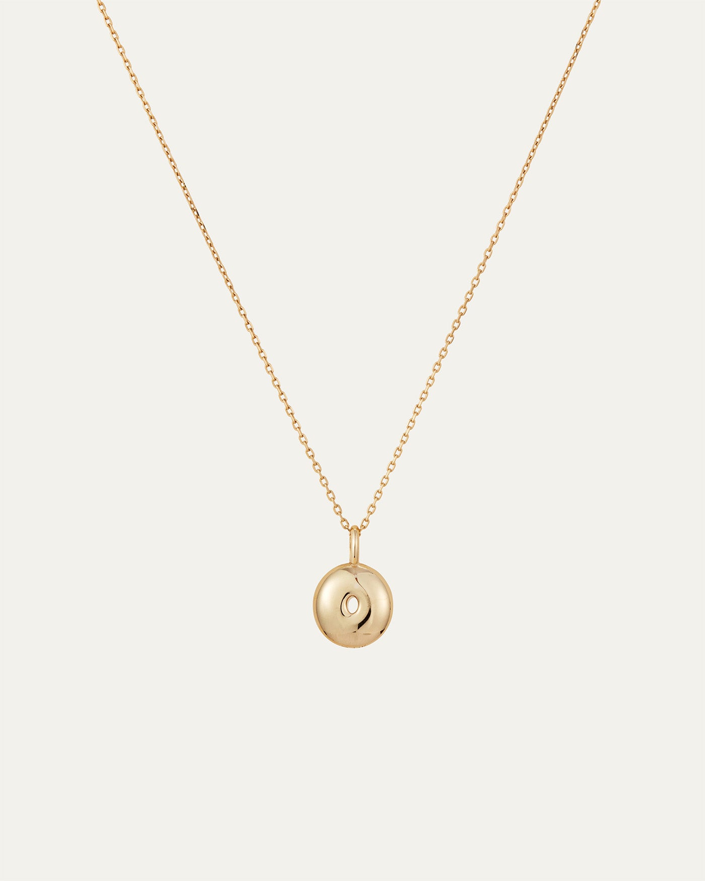 14K Gold Bubble Letter Necklace - O