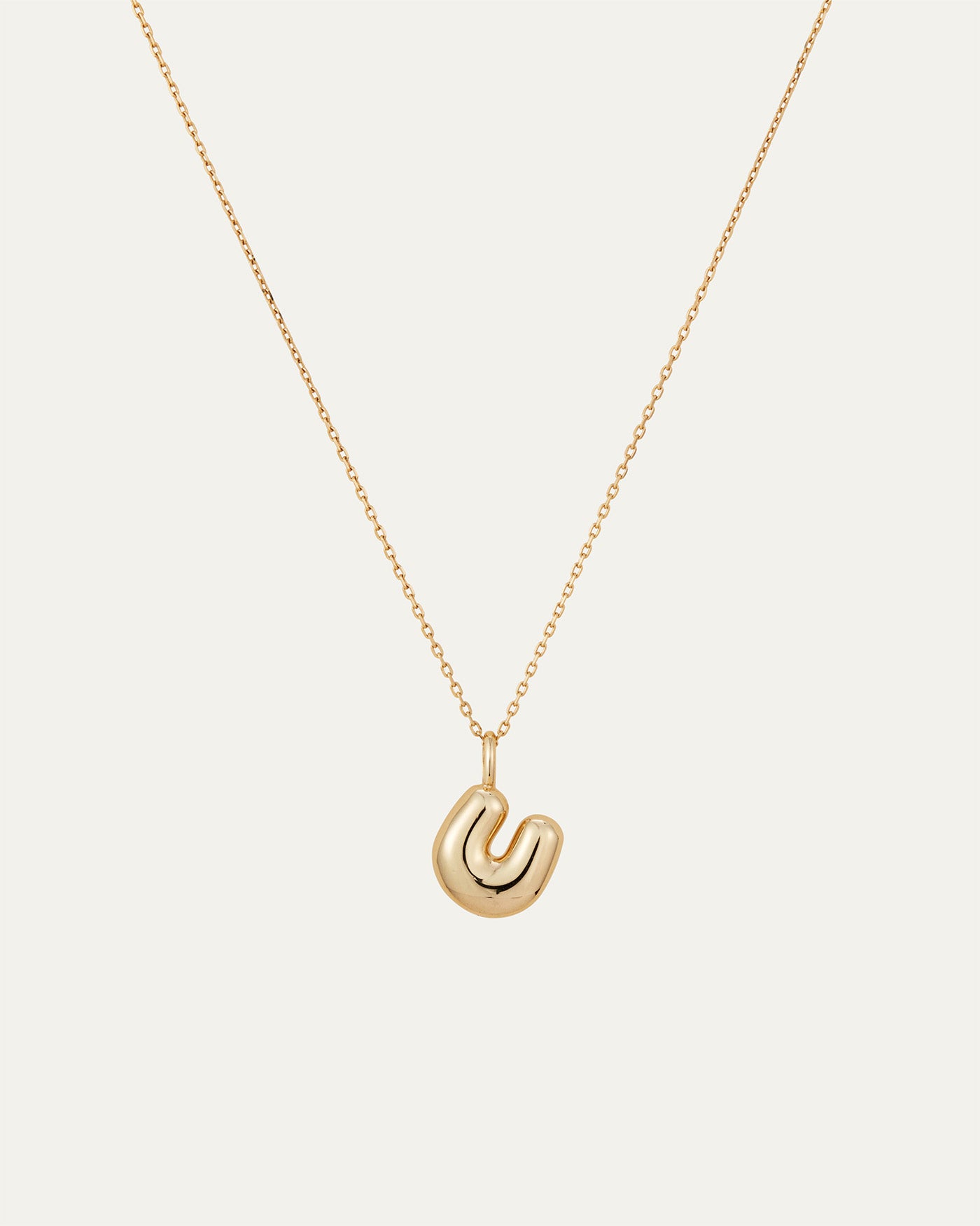 14K Gold Bubble Letter Necklace - U