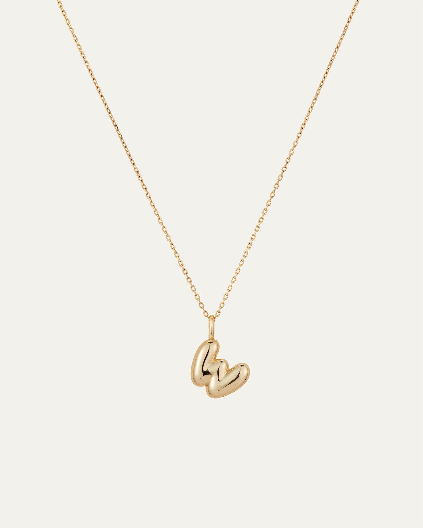 14K Gold Bubble Letter Necklace - W | JENNY BIRD