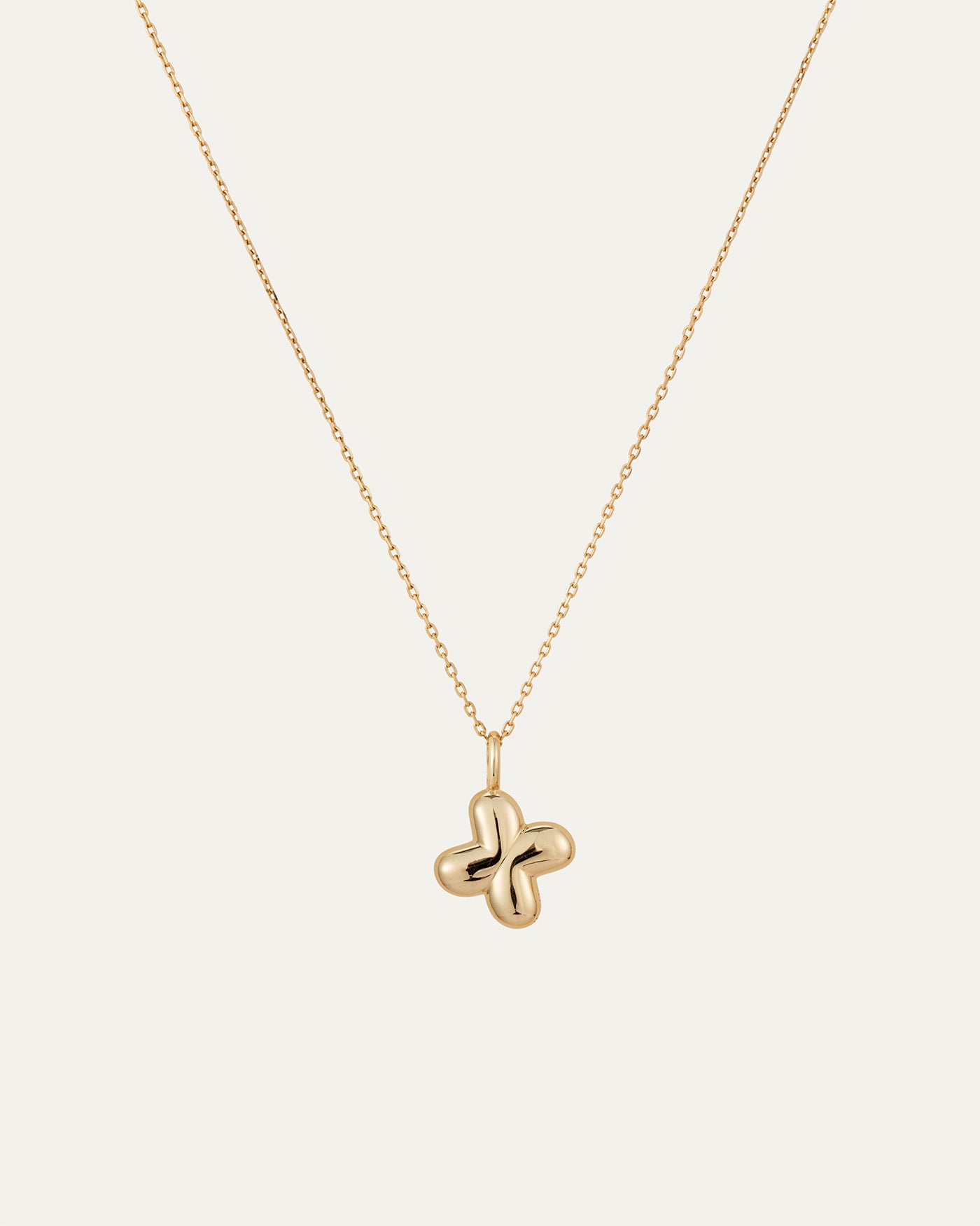 14K Gold Bubble Letter Necklace - X