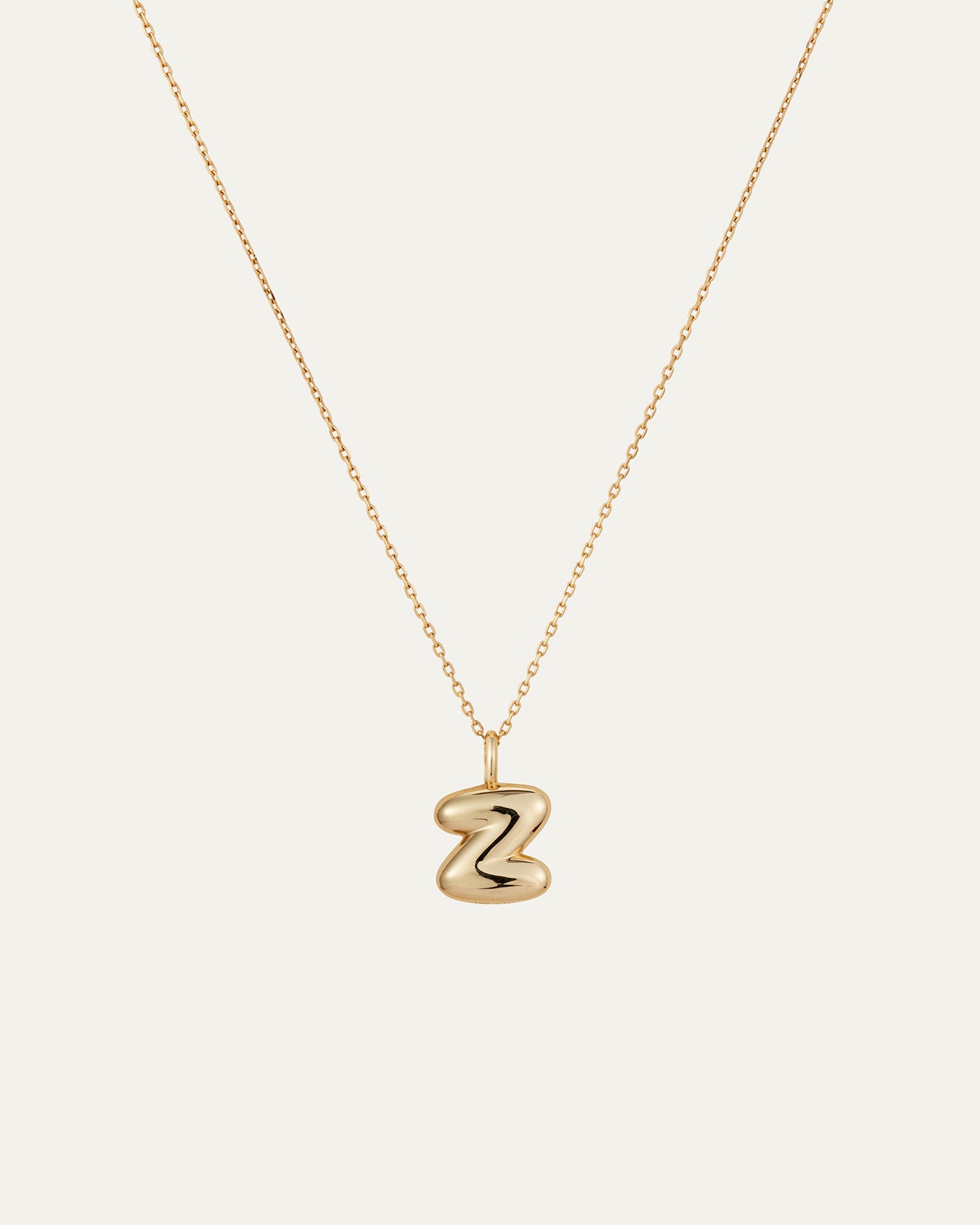 14K Gold Bubble Letter Necklace - Z
