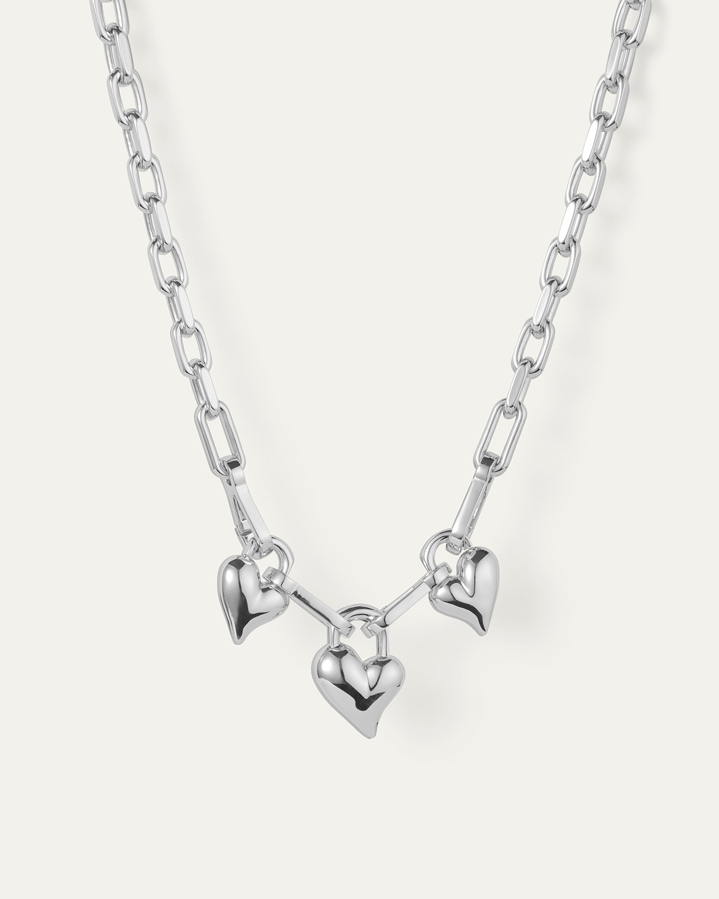 Padlock Triple Heart Pendant Necklace - Silver | JENNY BIRD Padlock Triple Heart Pendant Necklace - Silver | JENNY BIRD