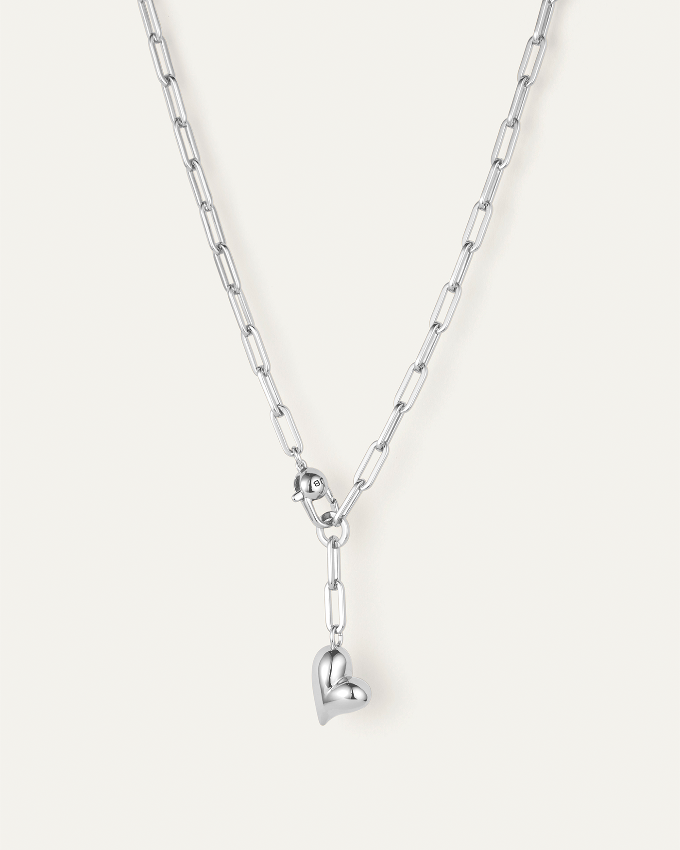 Puffy Heart Necklace - Silver | JENNY BIRD