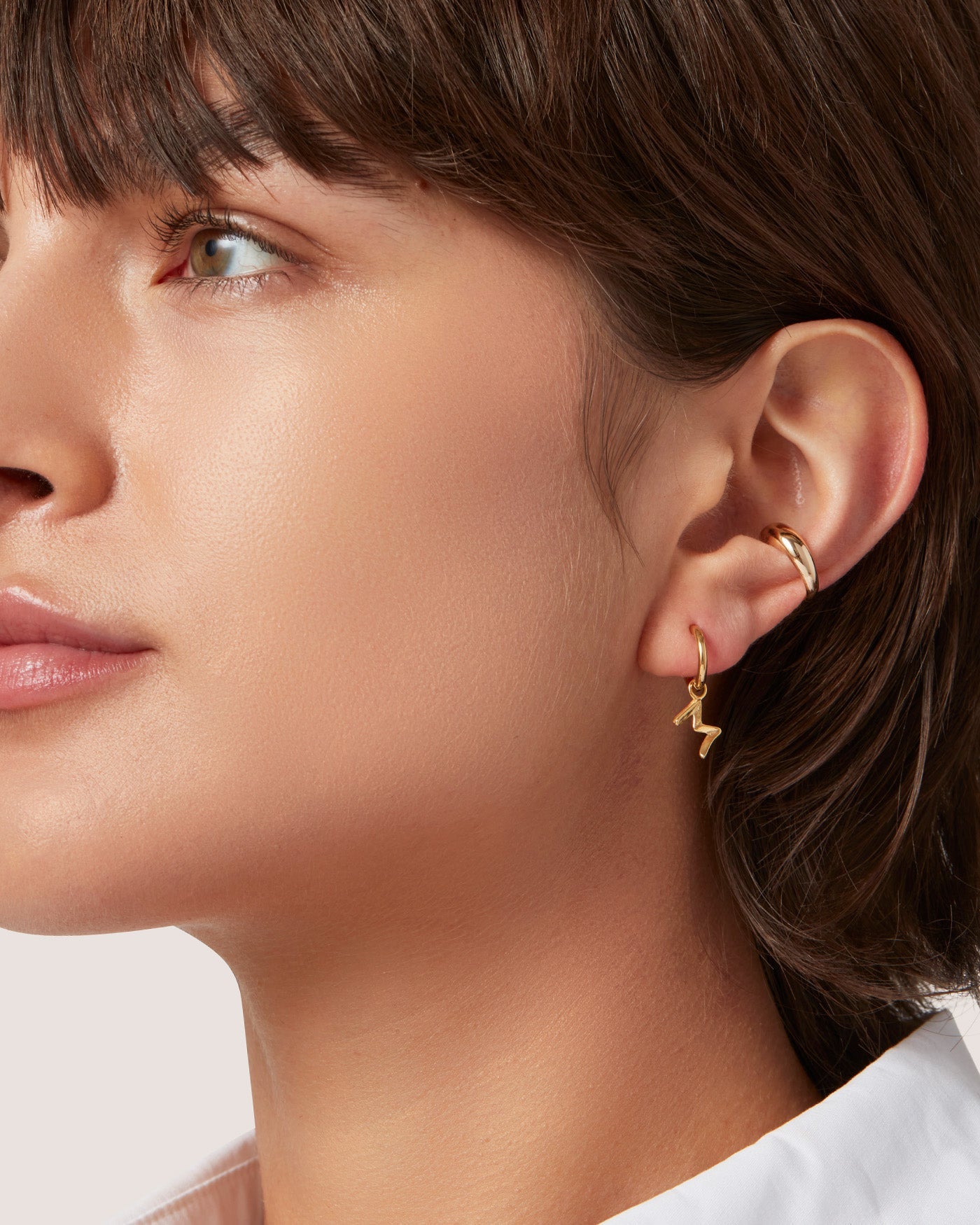 Single Monogram Huggie Earring - M