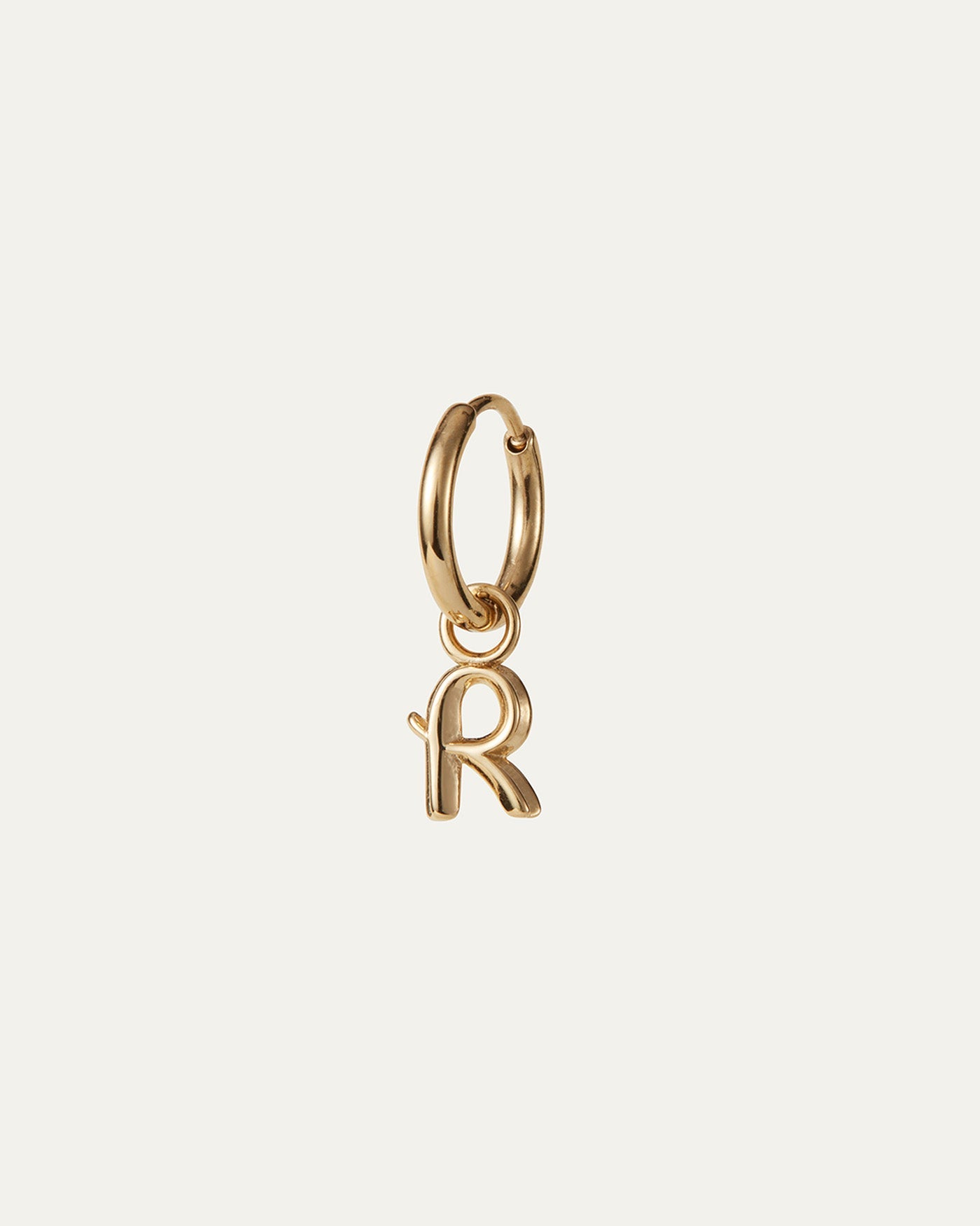 Single Monogram Huggie Earring - R