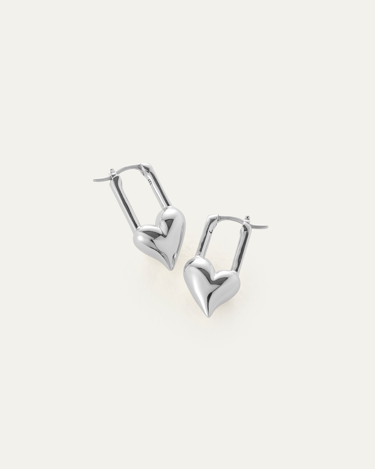 Padlock Heart Huggie Earrings | Silver Heart Hoops | JENNY BIRD