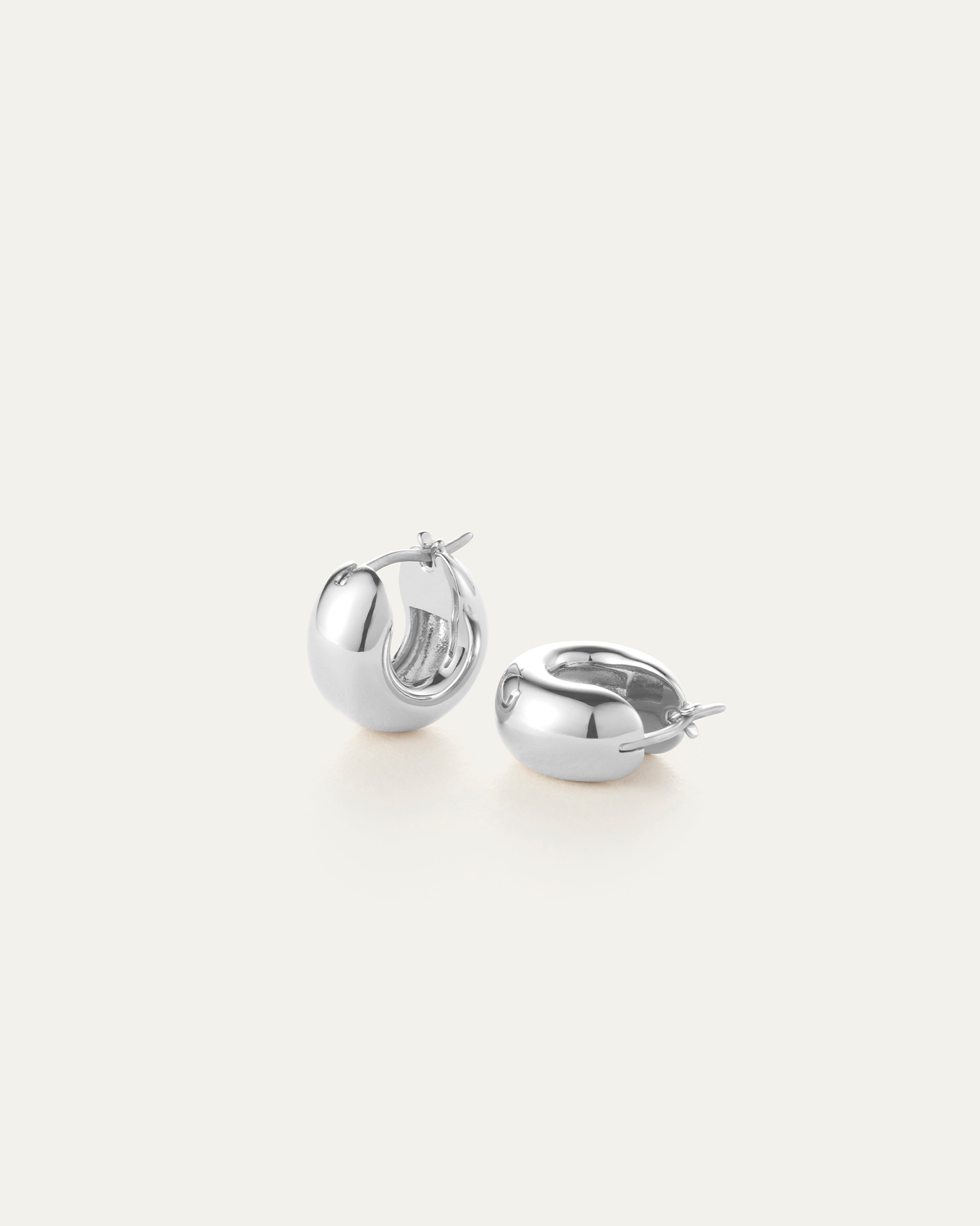 Mini Tome Hoops Silver | Thick Huggie Earrings | JENNY BIRD