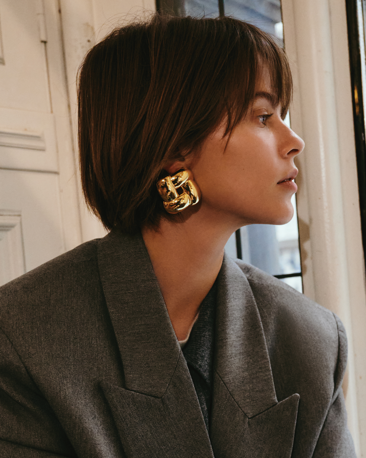 JENNY BIRD Mega Woven Square Earrings Gold Earrings For Women