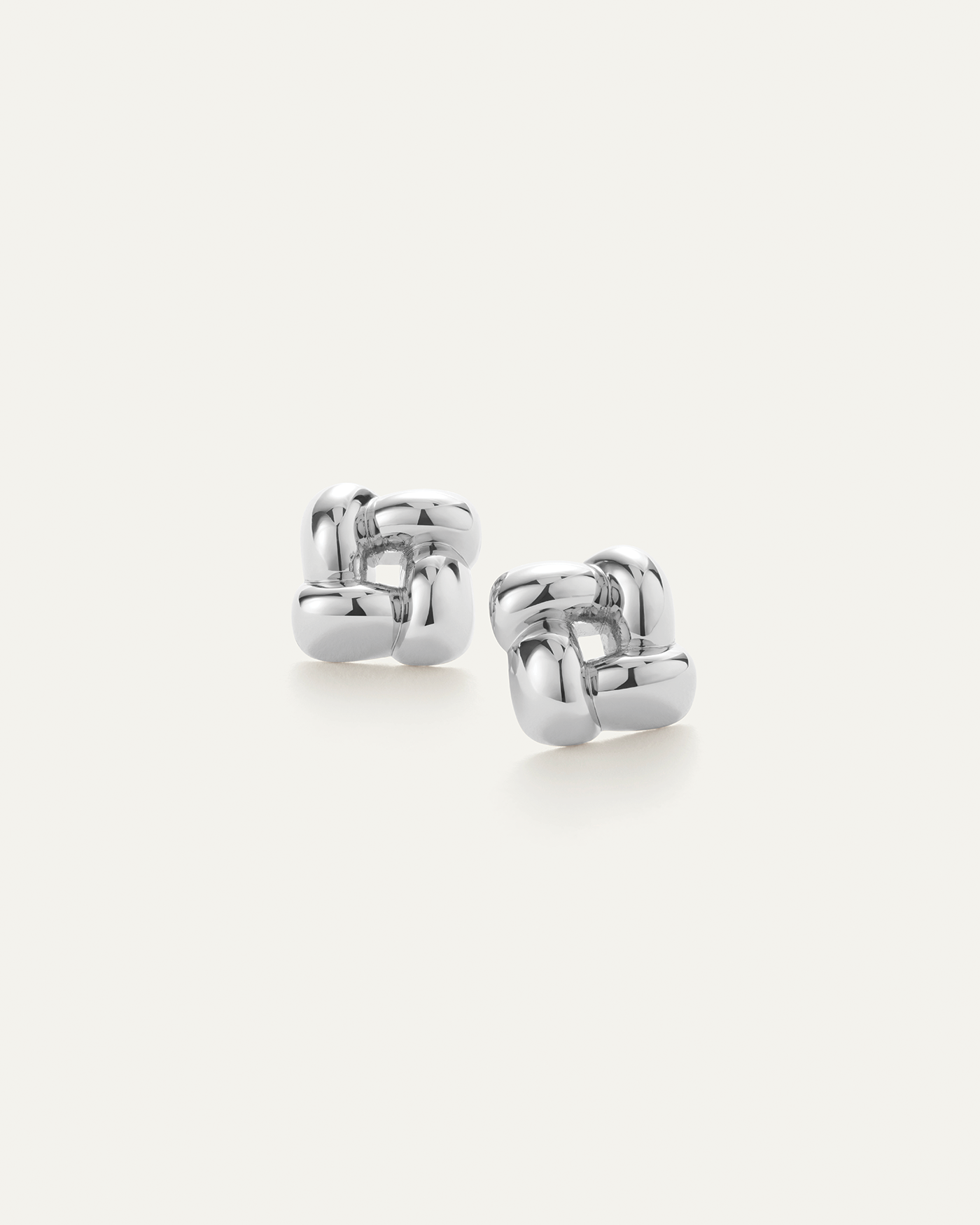 Small Woven Square Earrings | Silver Button Earrings | JENNY BIRD
