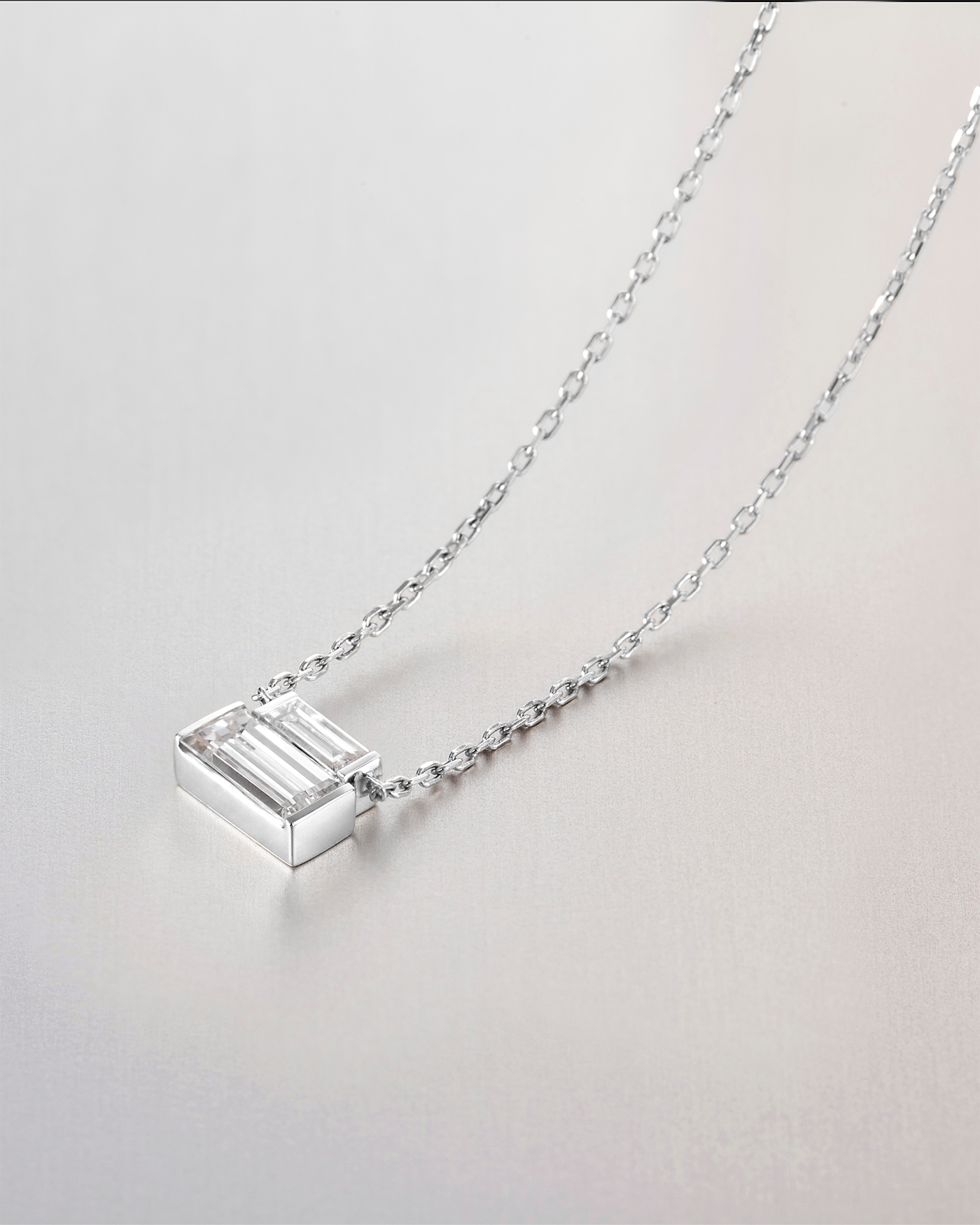 JENNY BIRD 10K White Gold Lab Grown Diamond Stacked Baguette Necklace - 0.30 CTW Necklace For Women