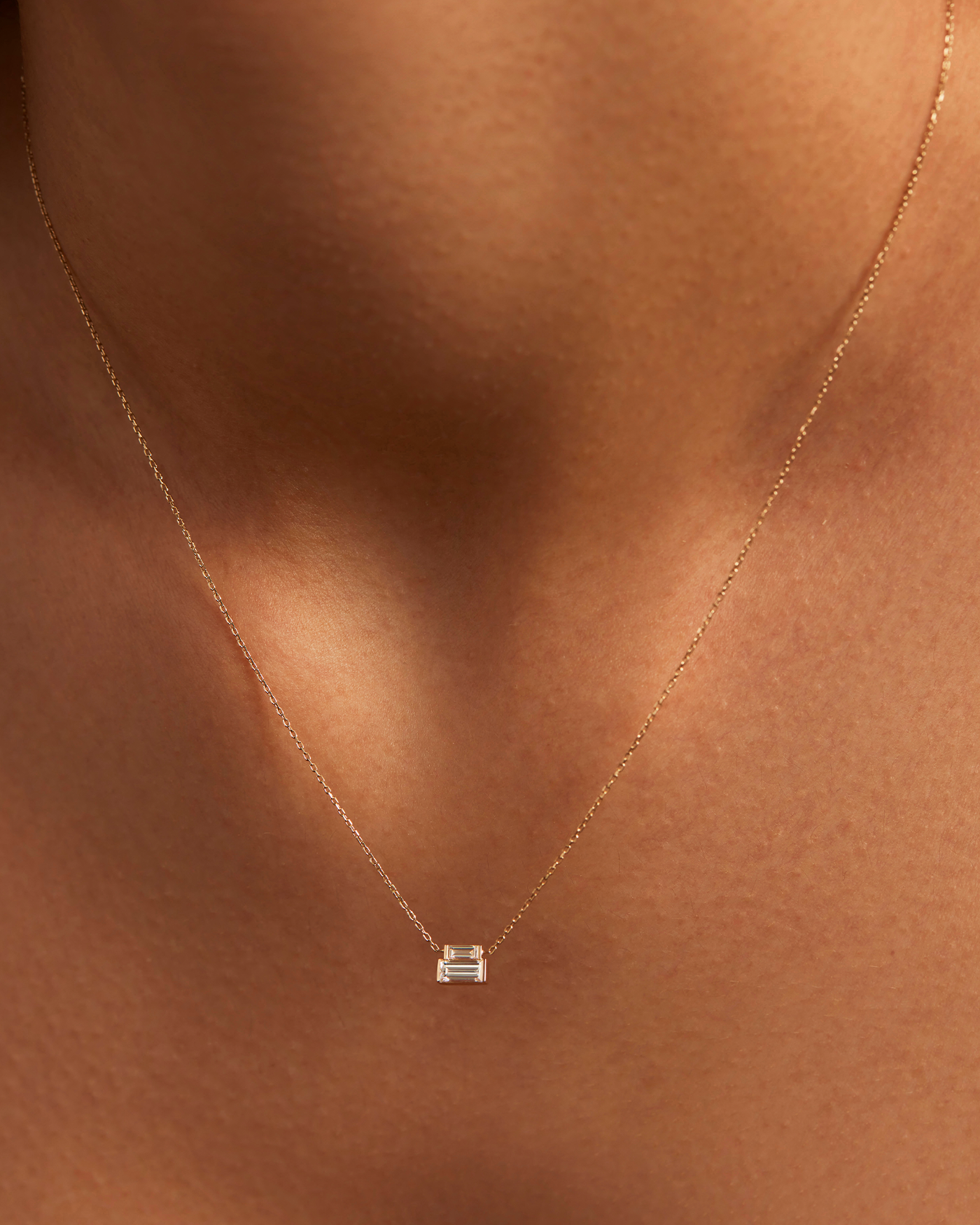 JENNY BIRD 10K Gold Lab Grown Diamond Stacked Baguette Necklace - 0.30 CTW Necklace For Women