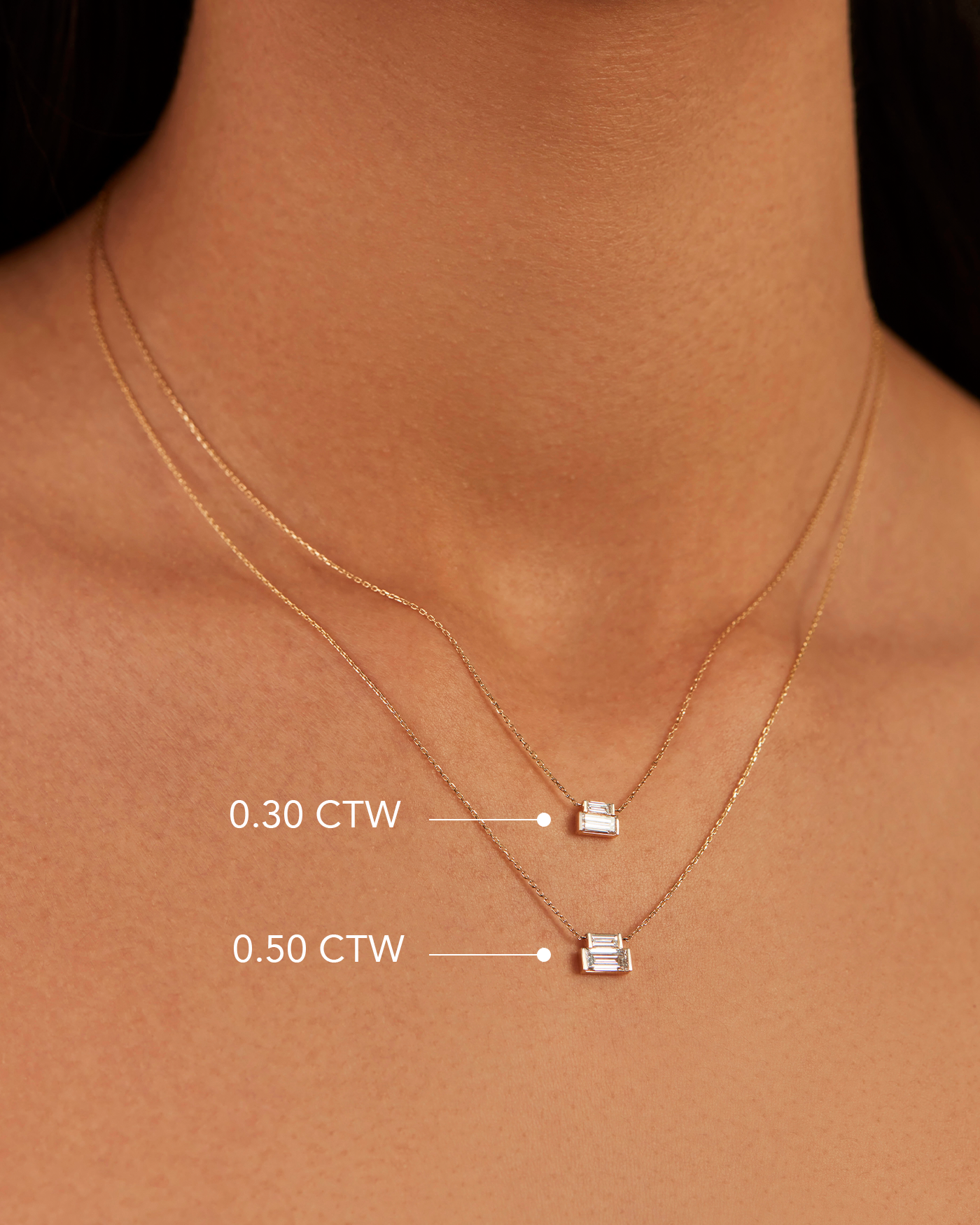 JENNY BIRD 14K Gold Lab Grown Diamond Stacked Baguette Necklace - 0.30 CTW Necklace For Women