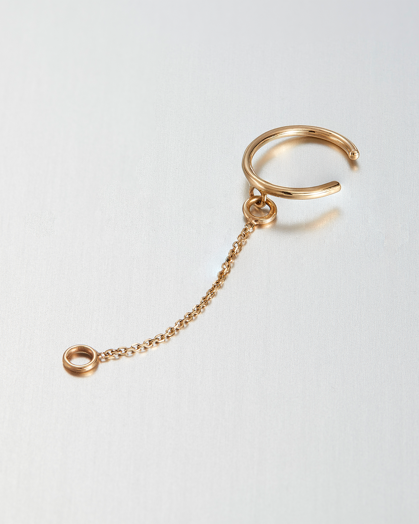 14K Gold Ear Cuff with Chain