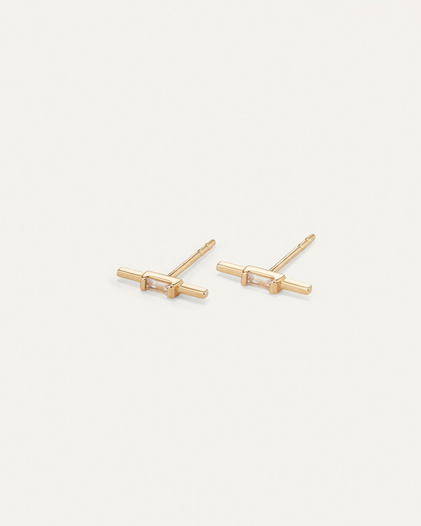 14K Gold White Sapphire Stud