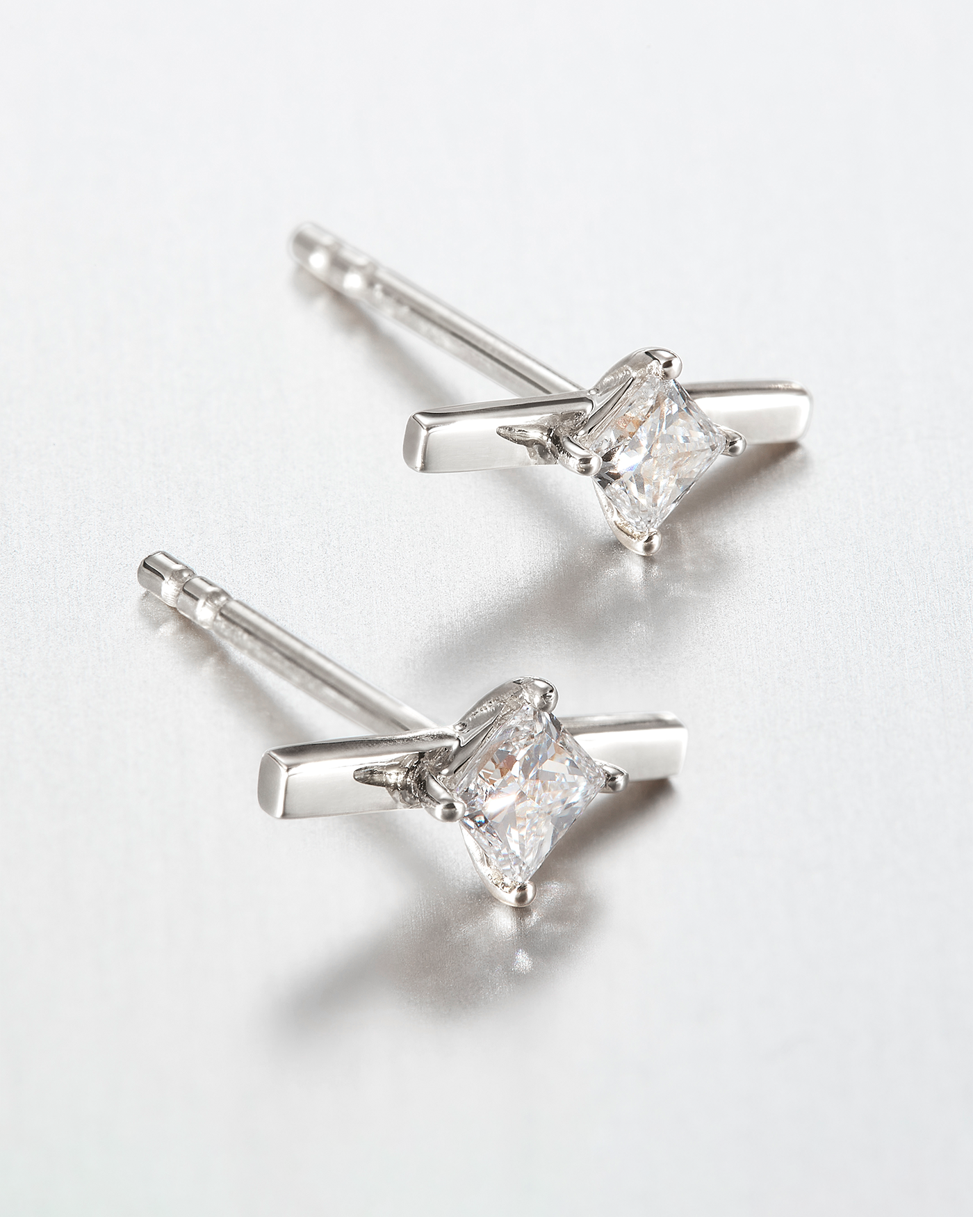 JENNY BIRD 10K White Gold Lab Grown Diamond Bar Stud Earrings - 0.22 CTW Stud Earrings For Women