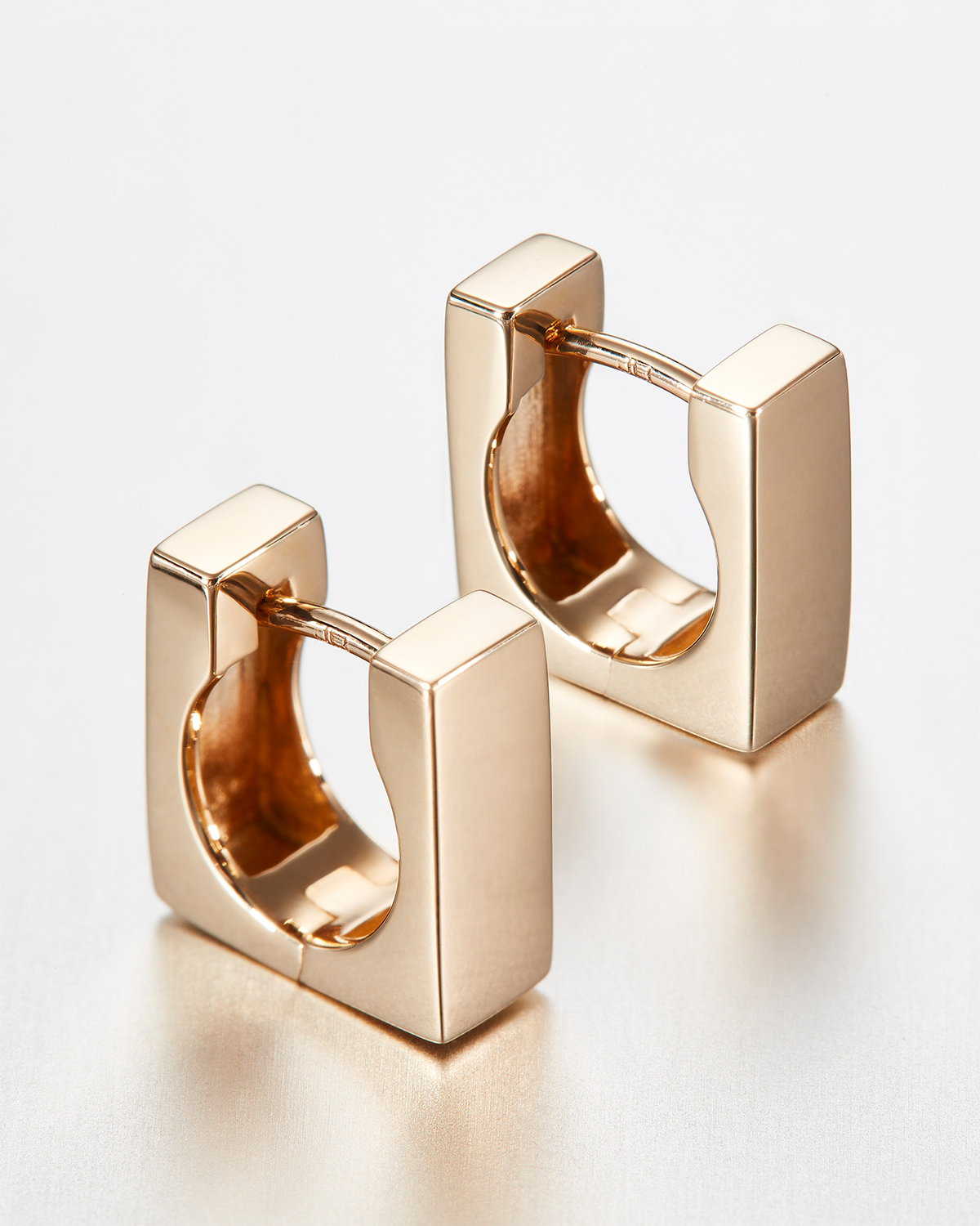 14K Gold Square Huggies | 14 Karat Gold Huggie Earrings | JENNY BIRD