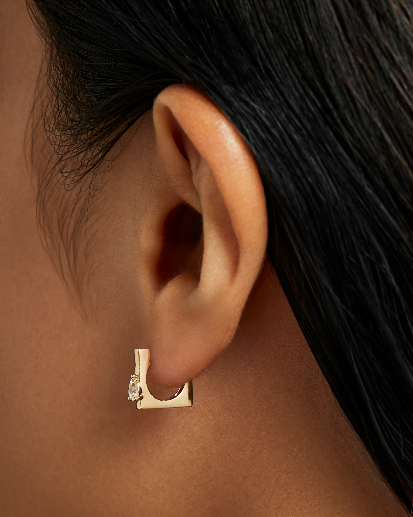 14K Gold Lab Grown Diamond Huggie Earrings