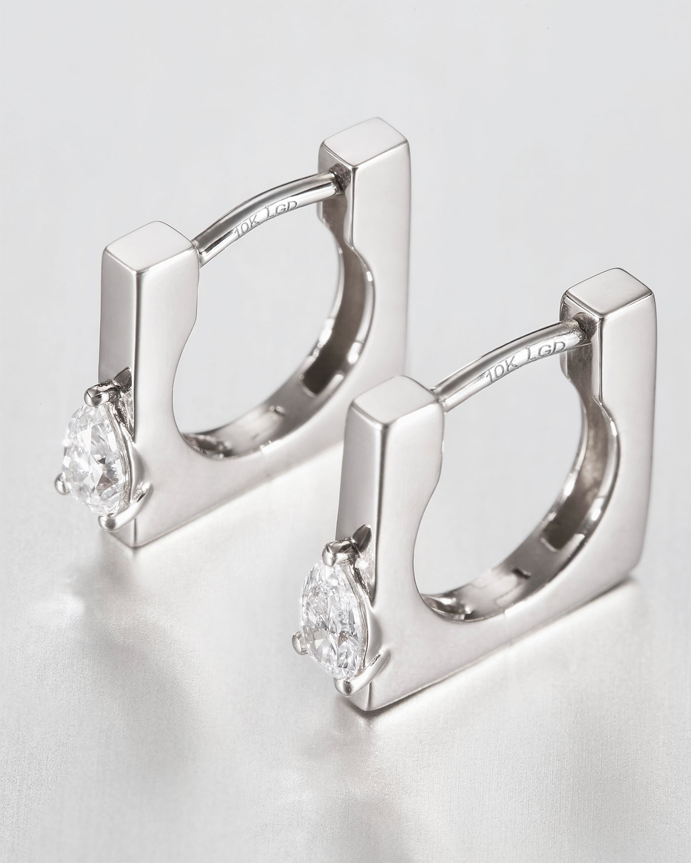 JENNY BIRD 10K White Gold Lab Grown Diamond Huggie Earrings - 0.20 CTW Huggie Earrings For Women
