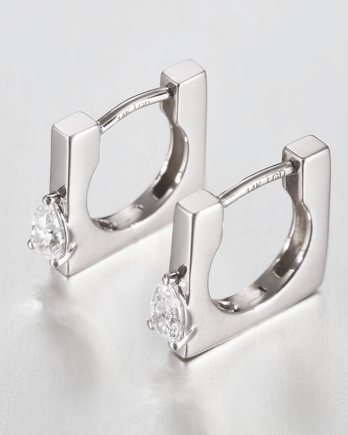14K White Gold Lab Grown Diamond Huggie Earrings