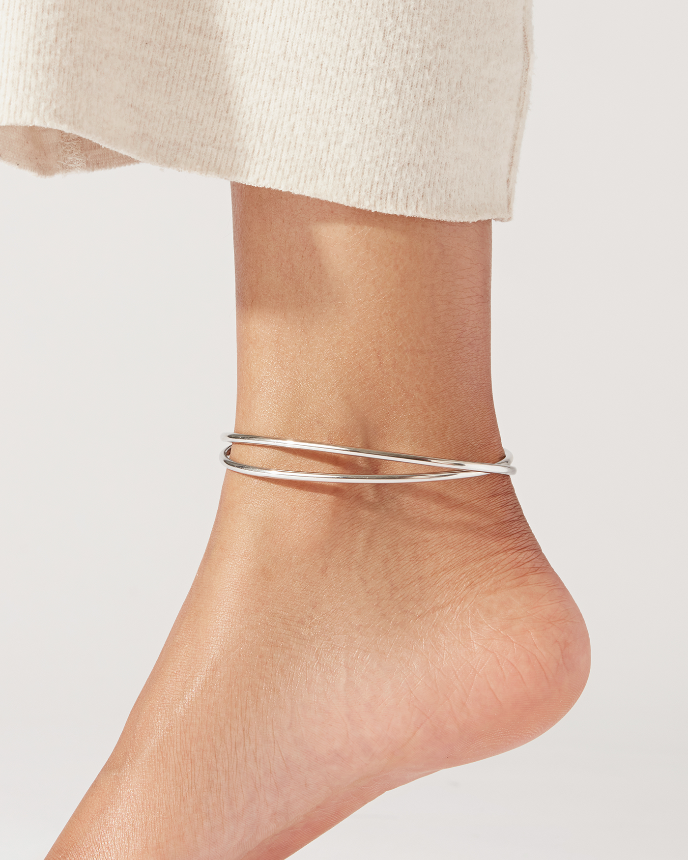 JENNY BIRD Dane Bangle Anklets Silver Waterproof Ankle Bracelet Stack