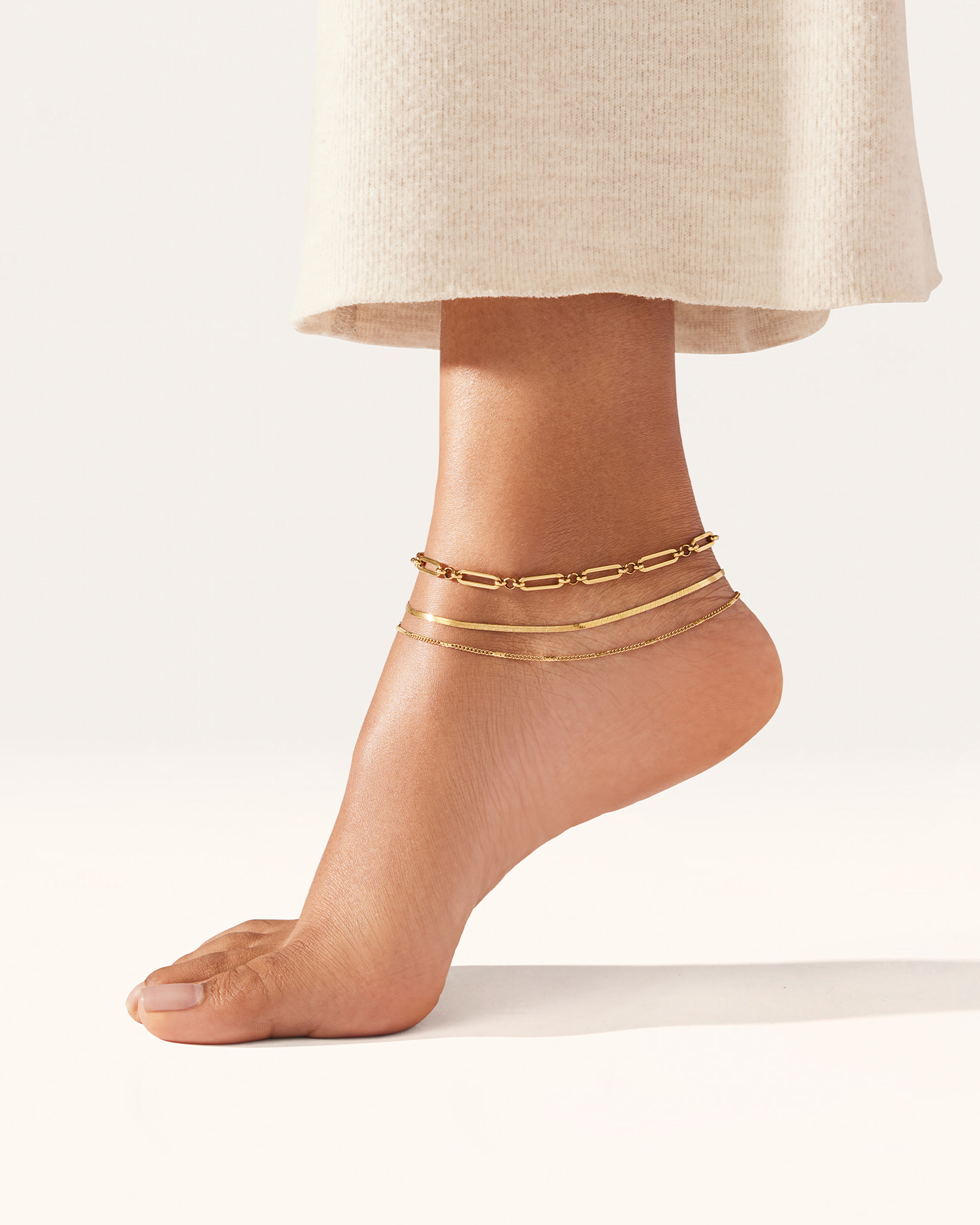 JENNY BIRD Waterproof Classic Anklet Stack Gold Anklet Stack For Women