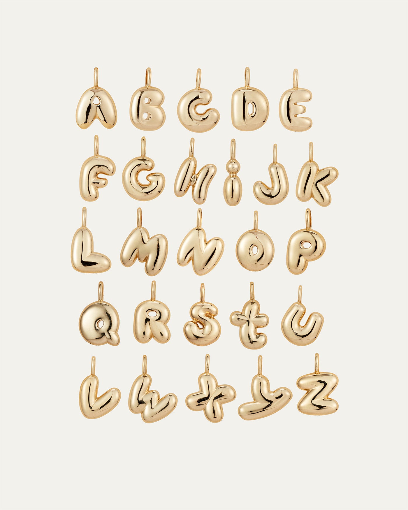 14K Gold Bubble Letter Necklace - A