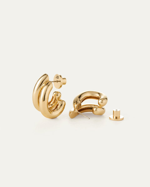 【JENNY BIRD】フローレンスピアス Florence Earrings Florence Gold Double Hoop Earrings | JENNY BIRD