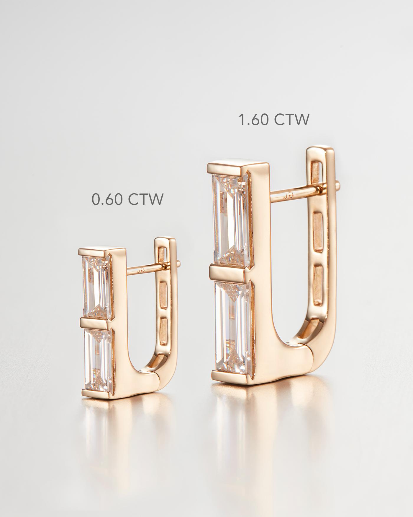 JENNY BIRD 14K Gold Lab Grown Diamond Stacked Baguette Huggie Earrings - 1.60 CTW Huggie Earrings For Women