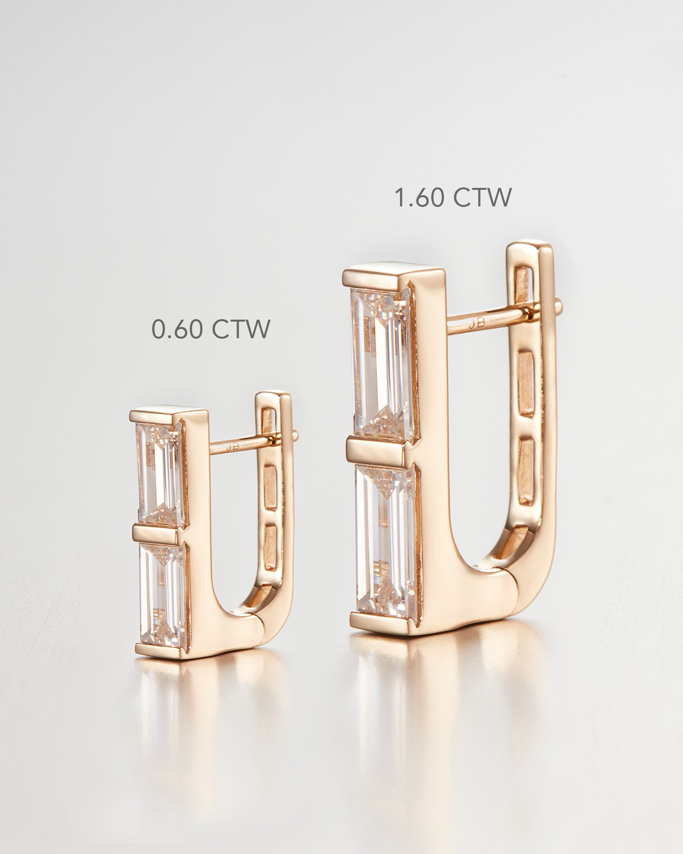 JENNY BIRD 10K Gold Lab Grown Diamond Stacked Baguette Huggie Earrings - 1.60 CTW Huggie Earrings For Women