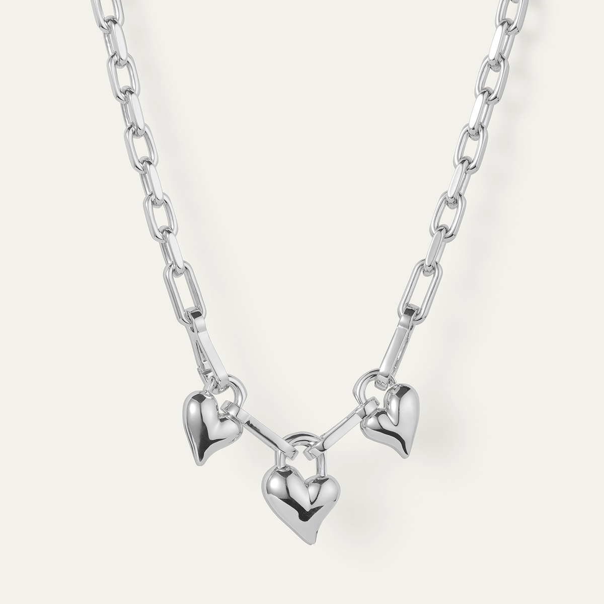 ネックレス・ペンダント STONEHENgE Silver Heart Lock Cubic Necklace JB1342_PadlockTripleHeartPenda