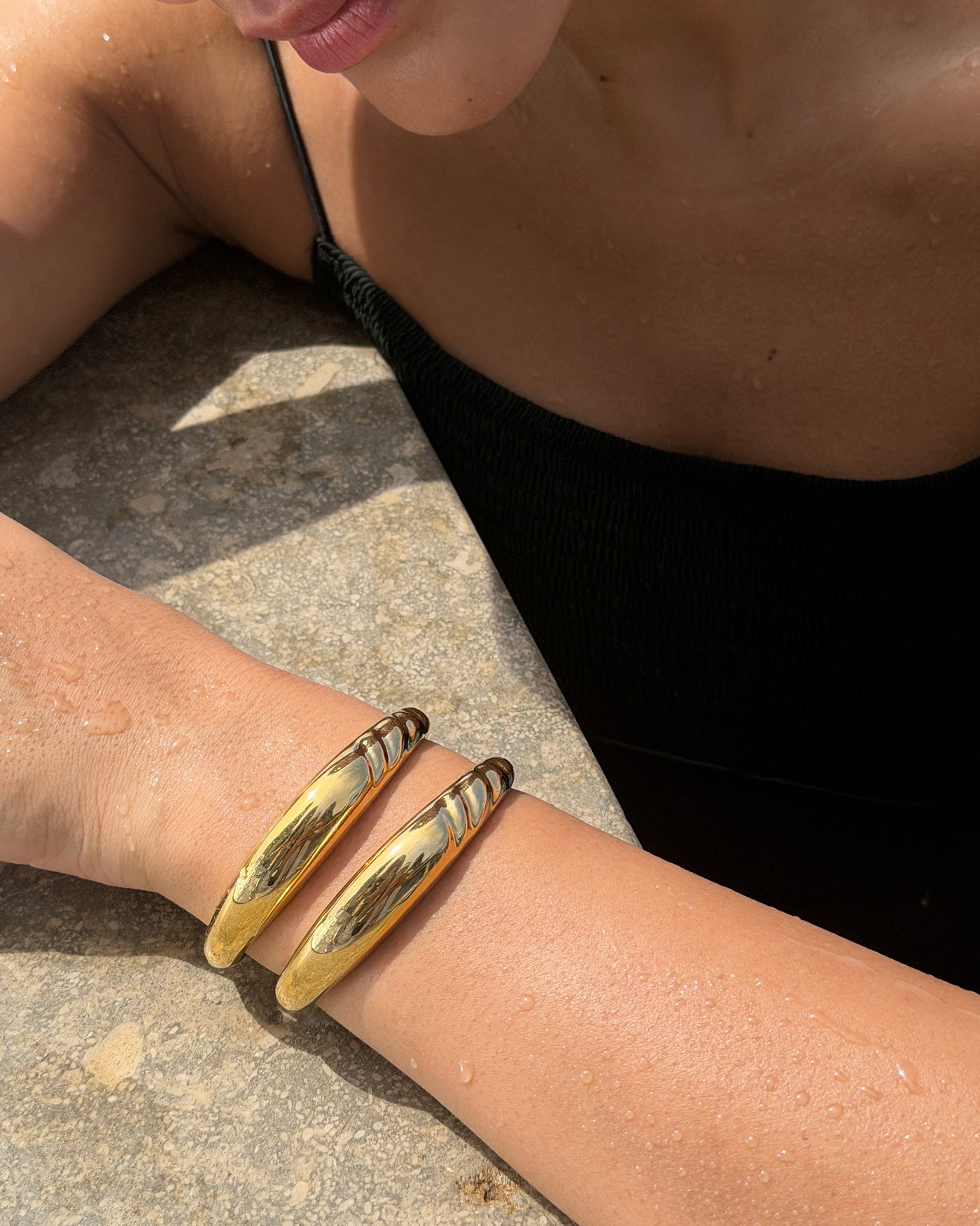 Nelle Bangle | Gold Waterproof Bangle Bracelet | JENNY BIRD