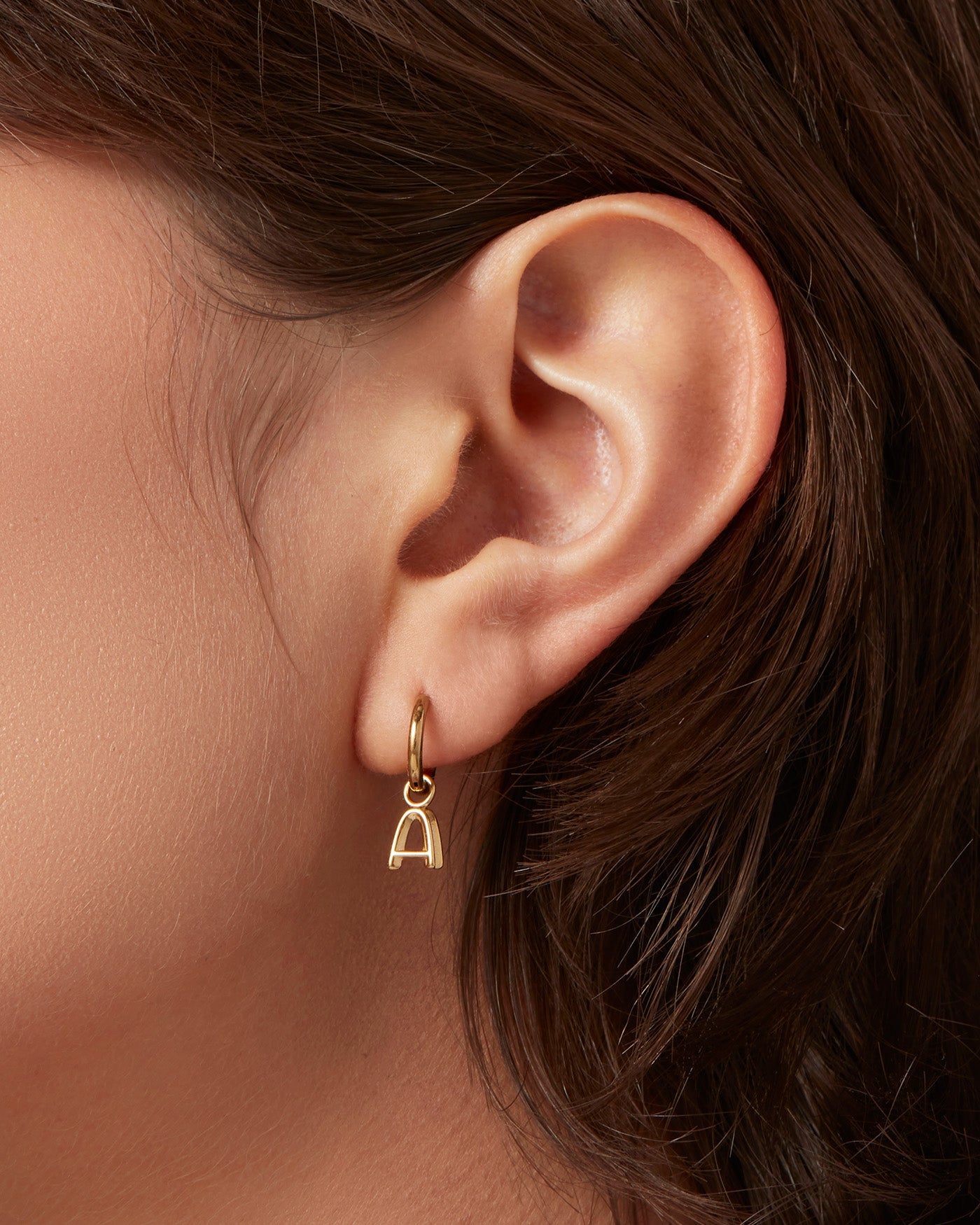 Single Monogram Huggie Earring - A