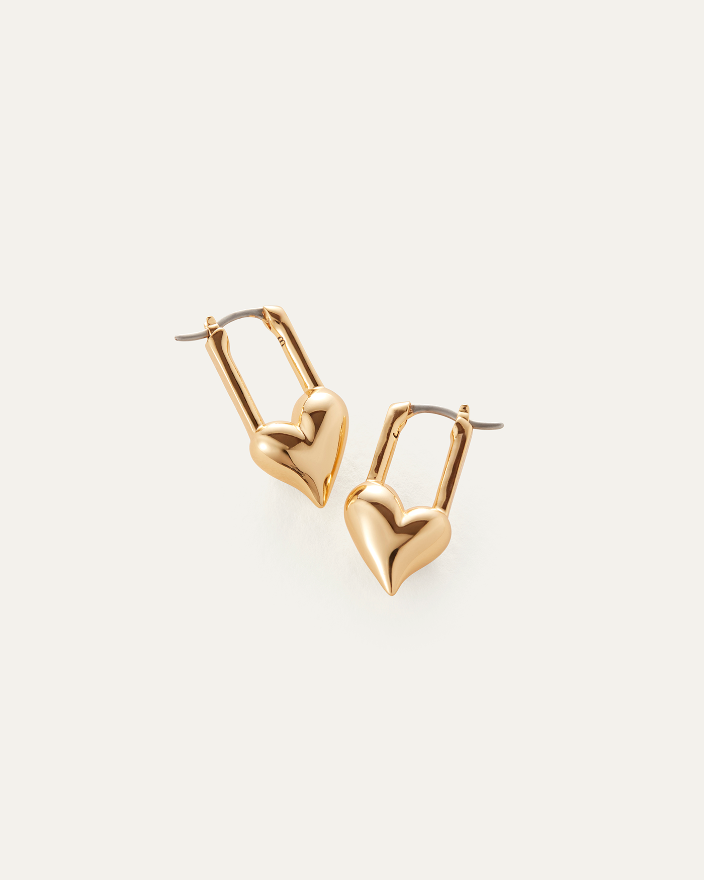 Jenny Bird Padlock Heart Gold Huggie Hoop Earrings For Women