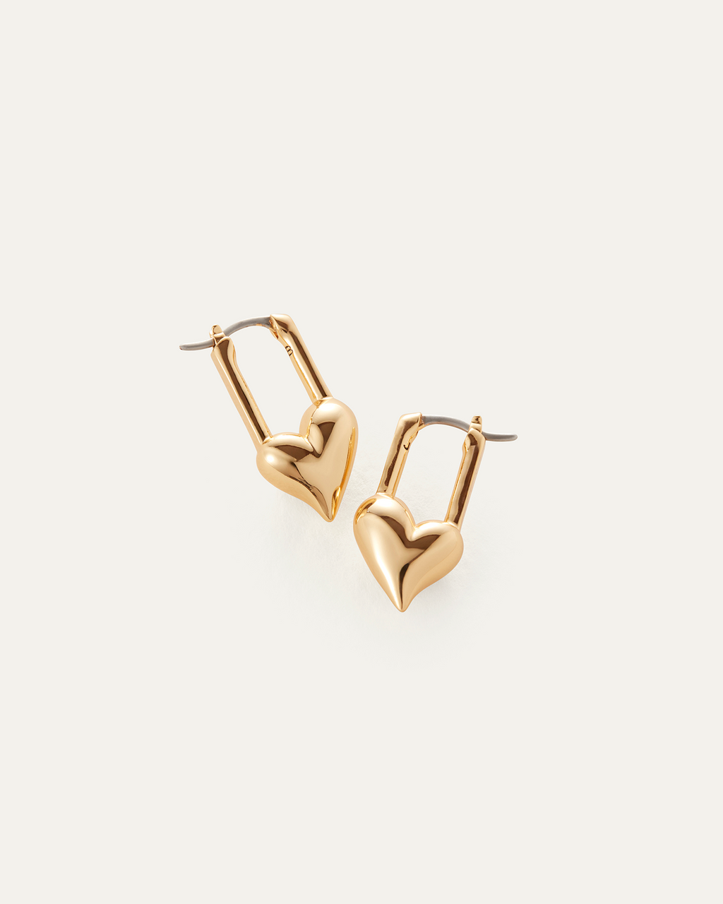 Padlock Heart Huggie Earrings | Gold Heart Hoops | JENNY BIRD