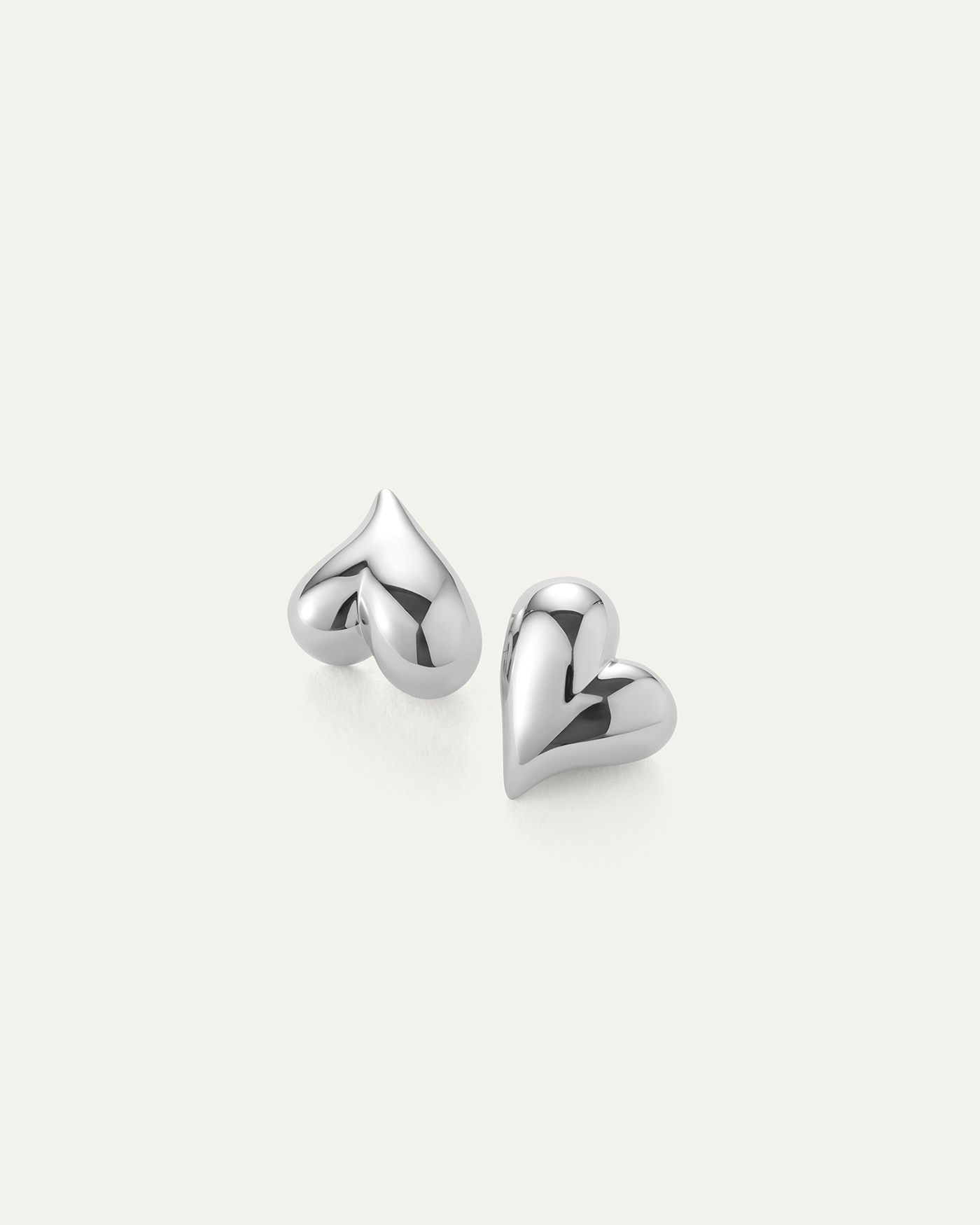 Jenny Bird Art Heart Buttons Silver Stud Earrings For Women