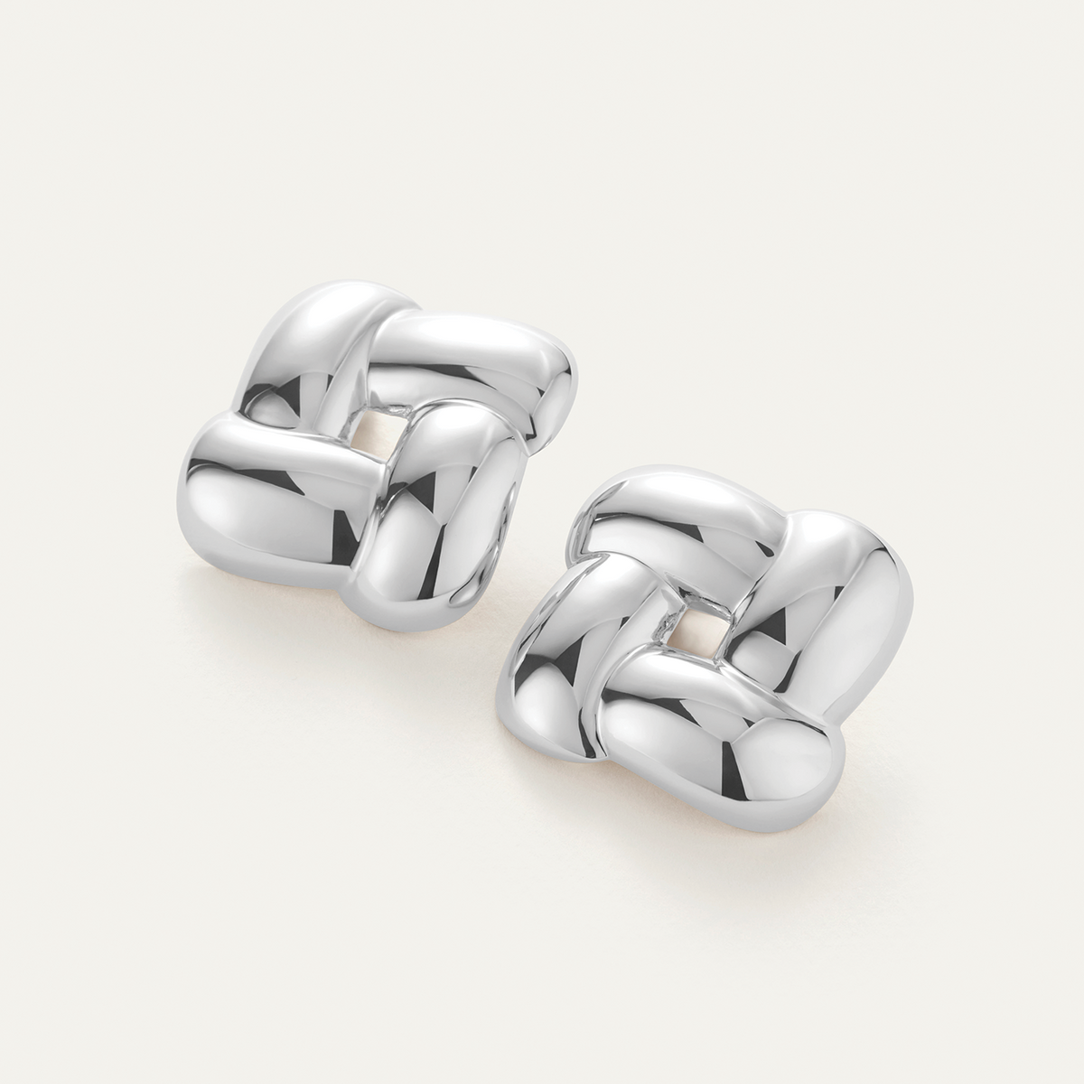Mega Woven Square Earrings | Silver Statement Earrings | JENNY BIRD