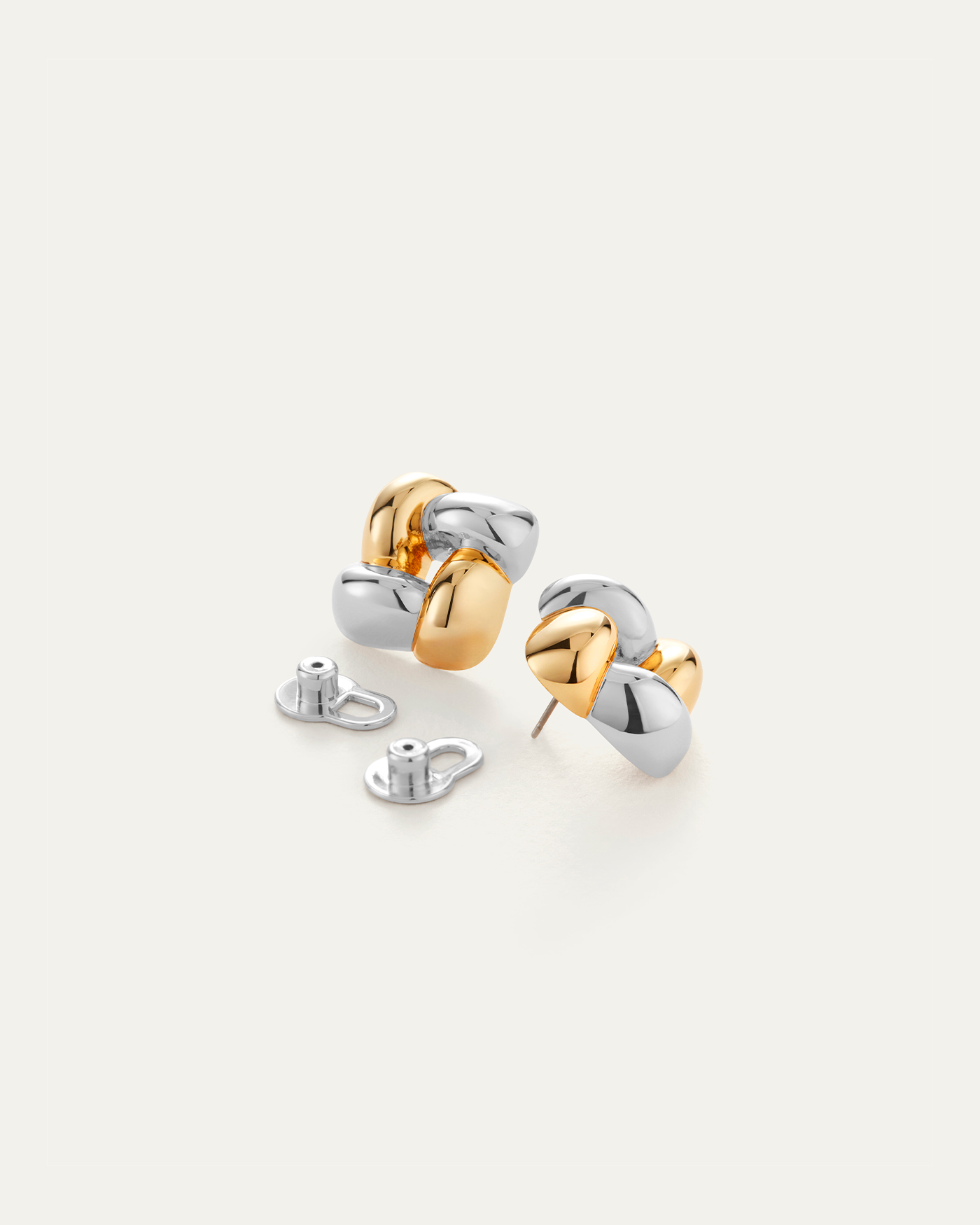 JENNY BIRD Small Woven Square Earrings Two Tone Earrings For Women