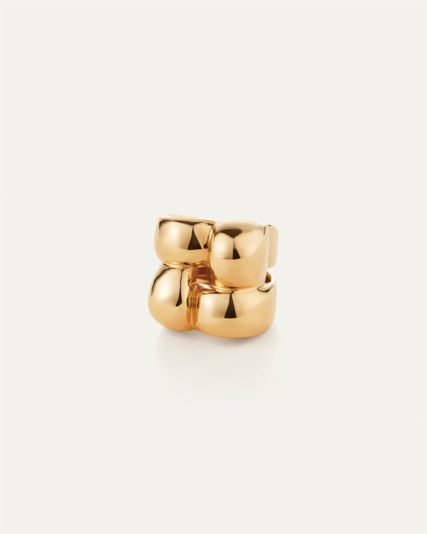 Mega Woven Square Ring Gold Statement Waterproof Ring JENNY BIRD