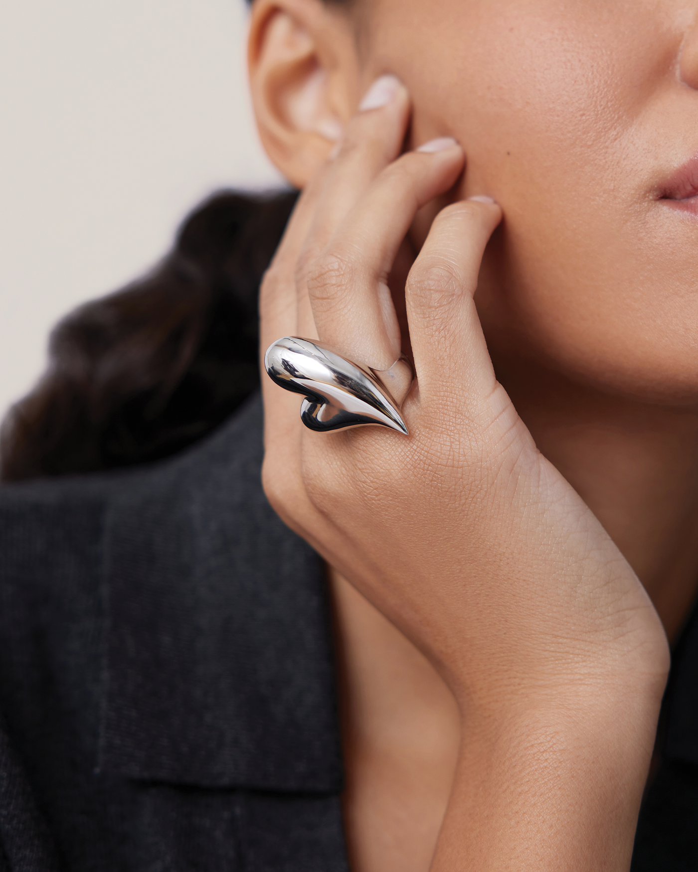 JENNY BIRD Waterproof Puffy Heart Ring Silver Ring For Women