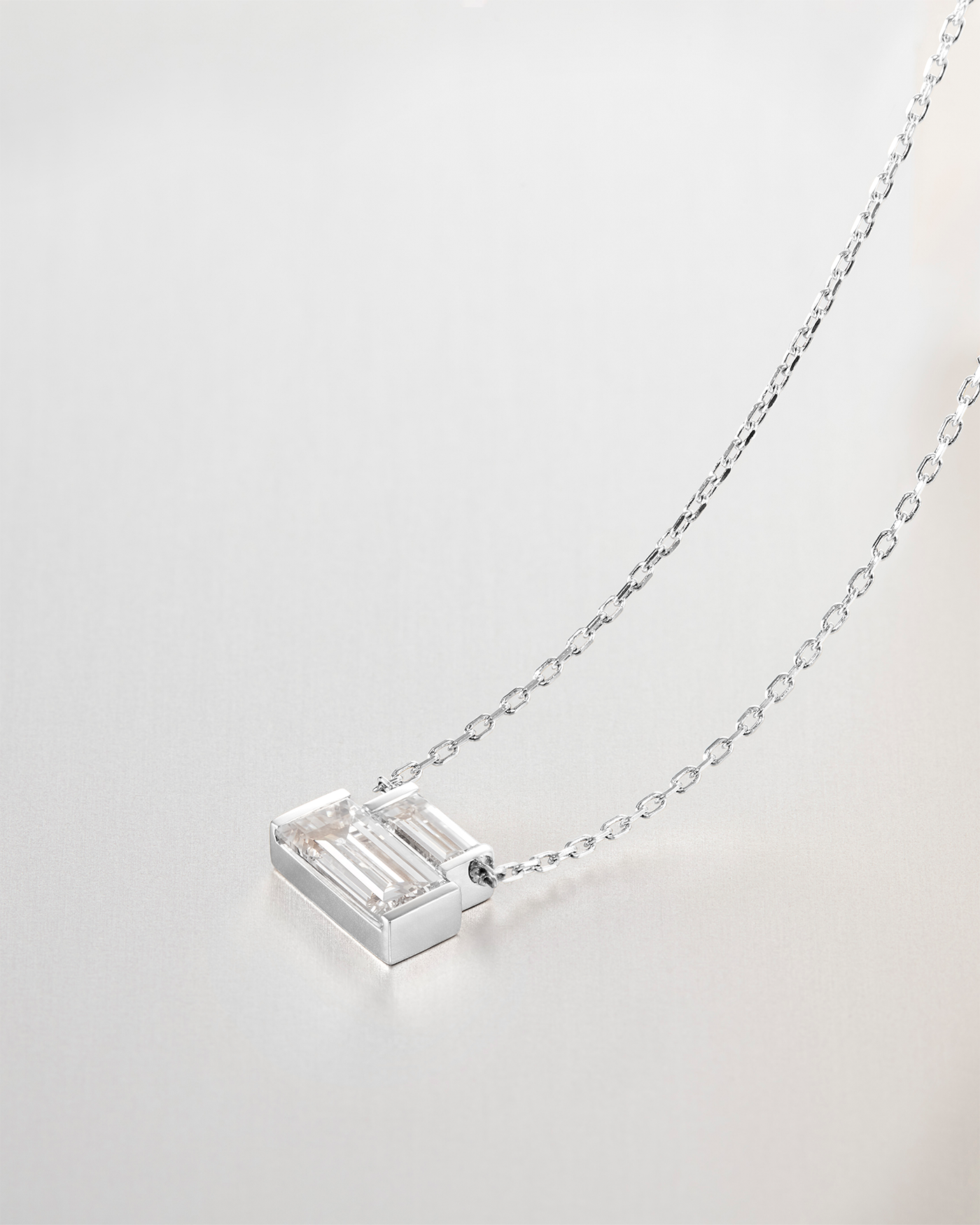 JENNY BIRD 14K White Gold Lab Grown Diamond Stacked Baguette Necklace - 0.50 CTW Necklace For Women