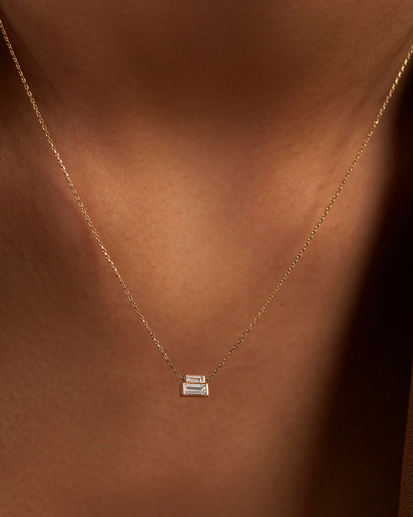 JENNY BIRD 14K Gold Lab Grown Diamond Stacked Baguette Necklace - 0.50 CTW Necklace For Women