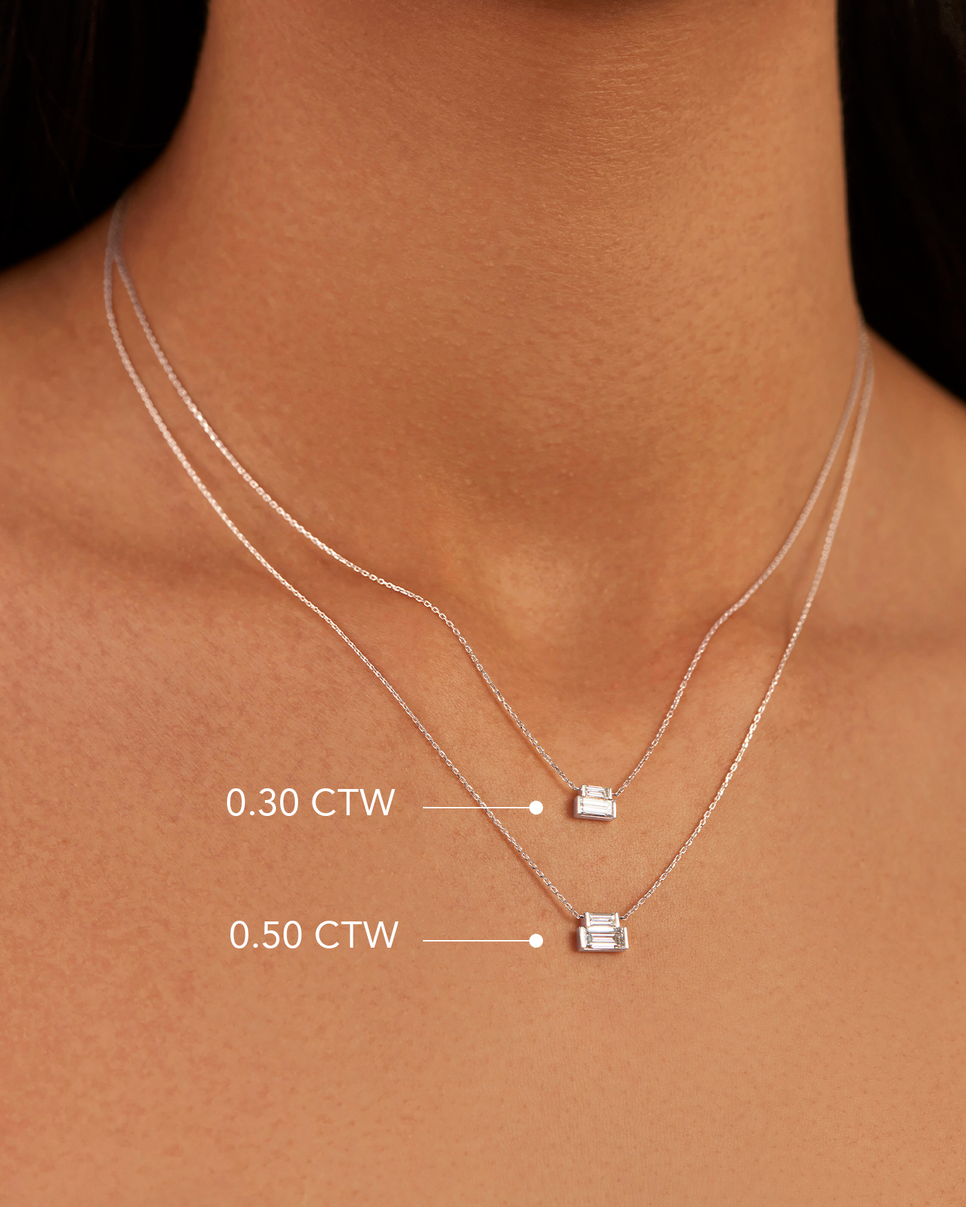 JENNY BIRD 14K White Gold Lab Grown Diamond Stacked Baguette Necklace - 0.50 CTW Necklace For Women