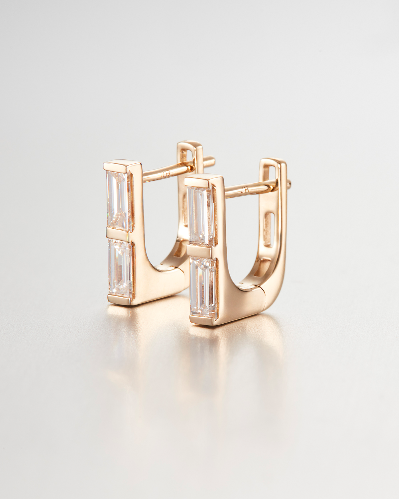 JENNY BIRD 14K Gold Lab Grown Diamond Stacked Baguette Huggie Earrings - 0.60 CTW Huggie Earrings For Women