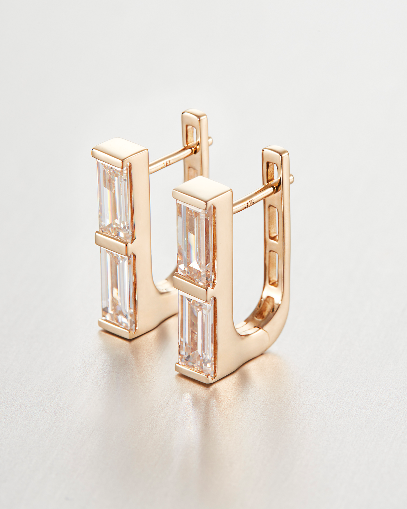 JENNY BIRD 10K Gold Lab Grown Diamond Stacked Baguette Huggie Earrings - 1.60 CTW Huggie Earrings For Women