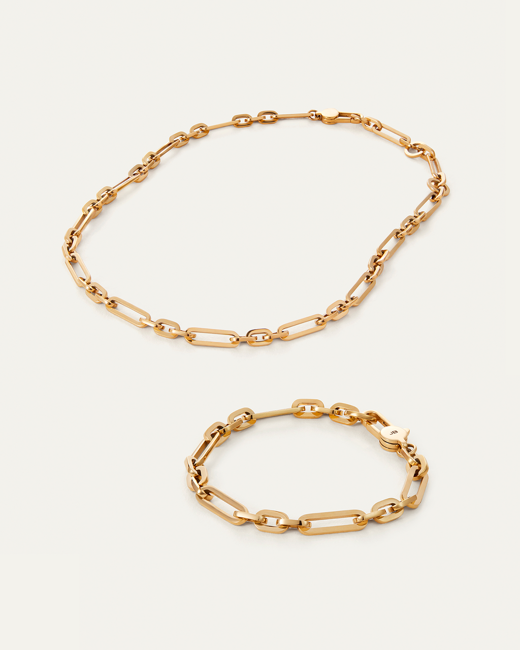 Mercer Stack | Gold Paperclip Necklace and Bracelet Stack | JENNY BIRD