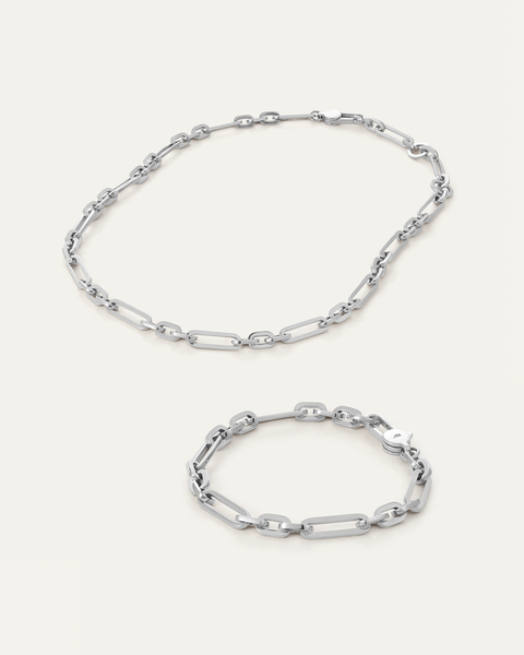 Mercer Stack | Silver Waterproof Necklace and Bracelet Stack