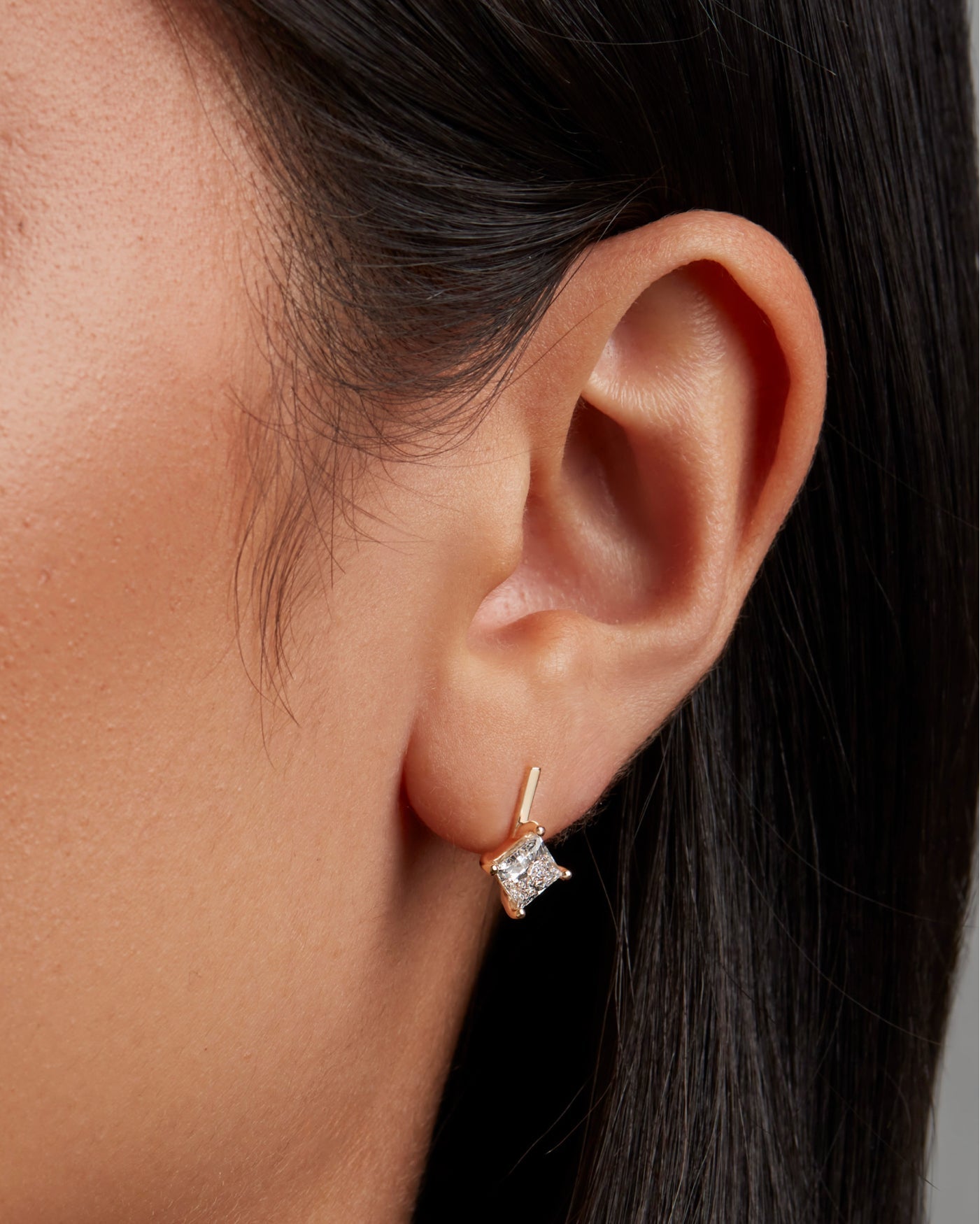 14K Princess Cut Diamond Drop Earrings